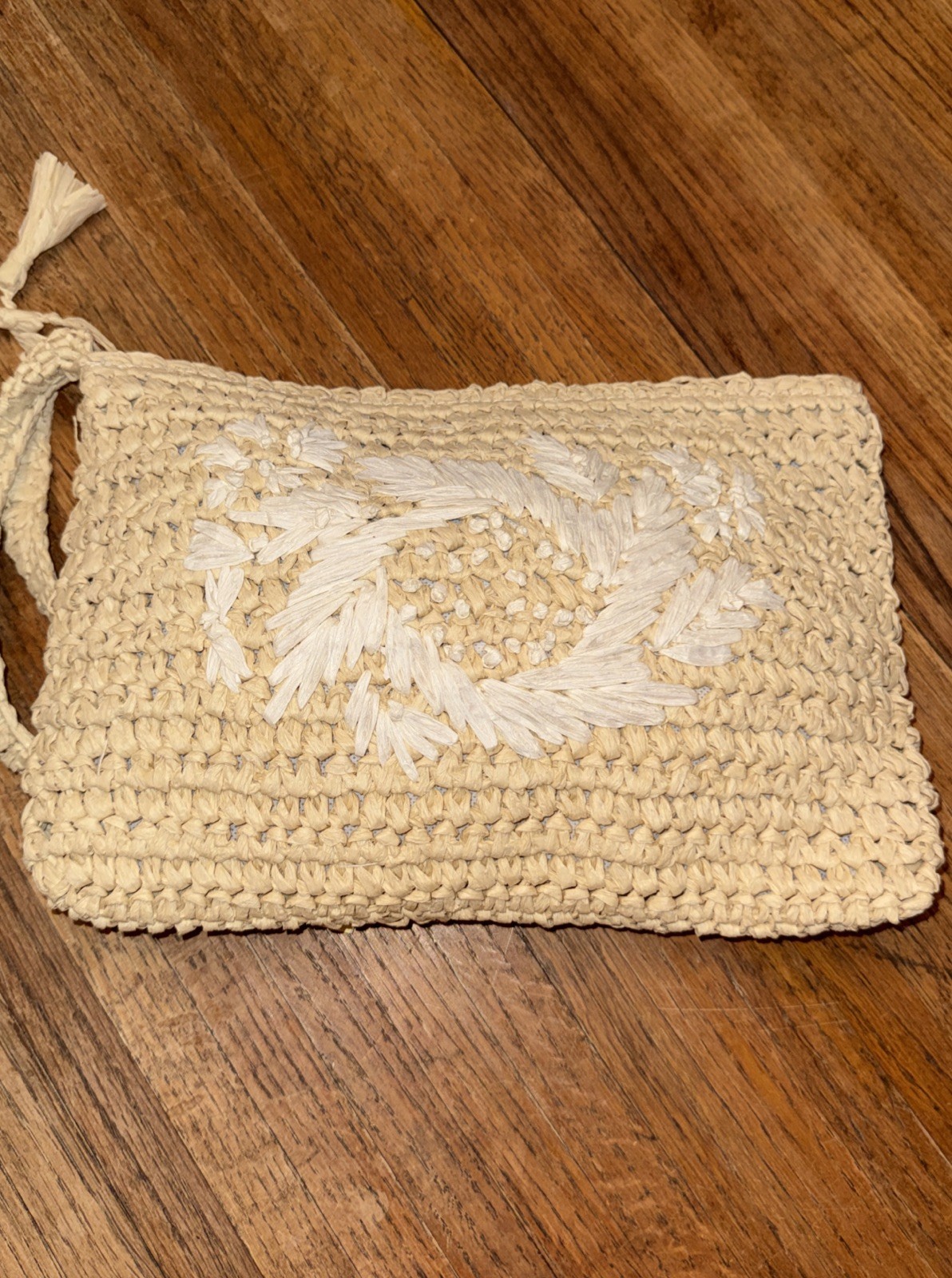 Clutch Straw Bag With Handle Zipper Clothes 12 X 8 X 2 New With Tag