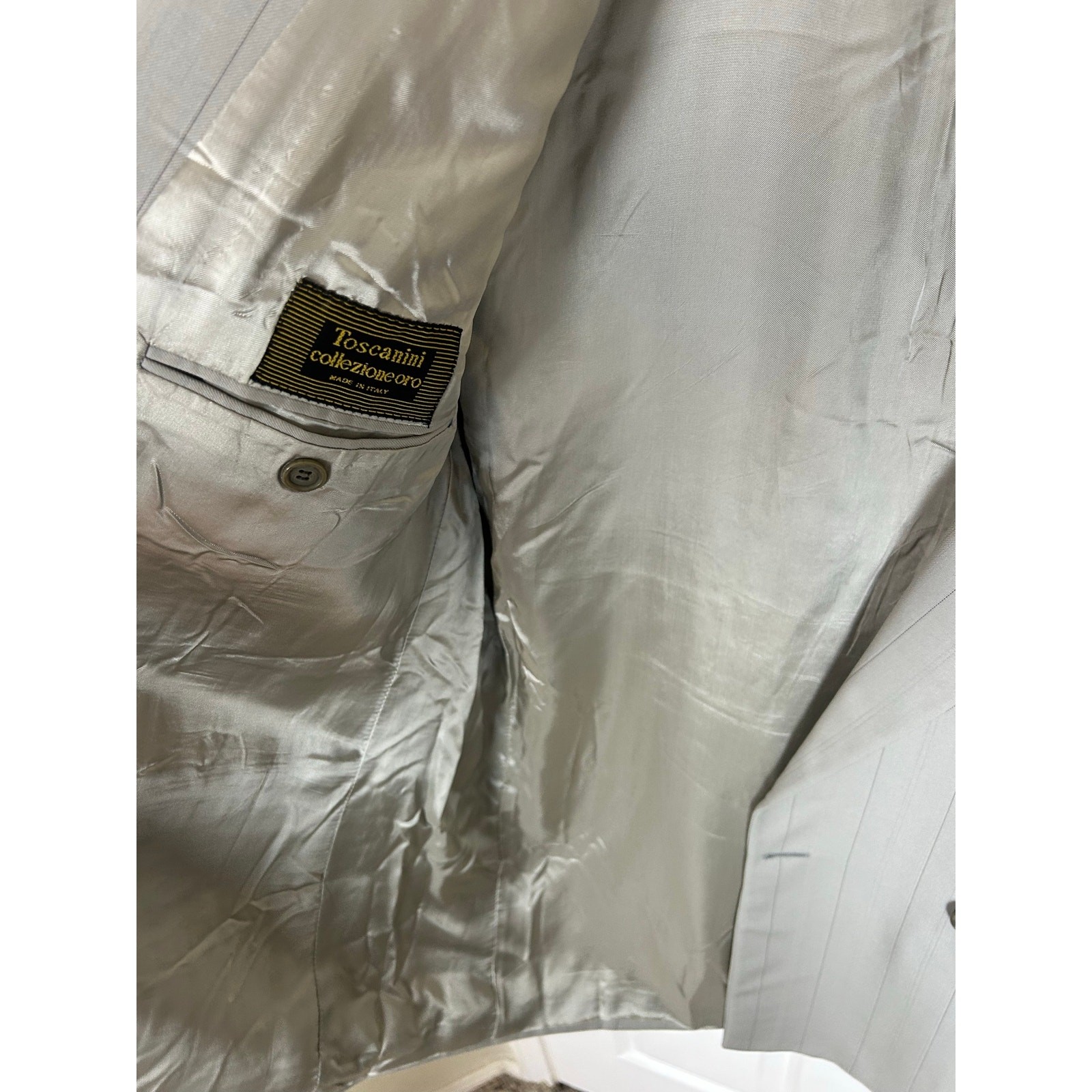Toscanini Collezione Oro Double-Breasted Pinstripe Blazer Made Italy 52IT 42US