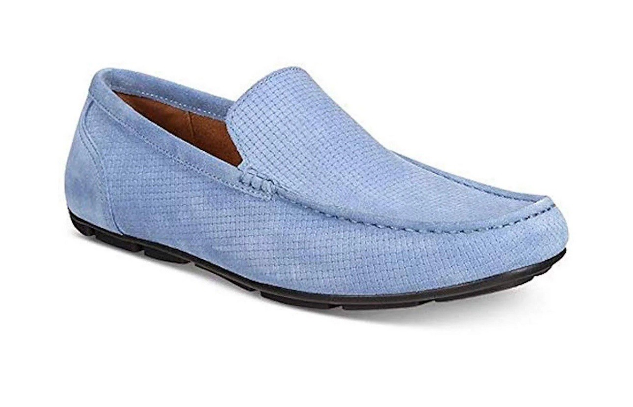 Alfani Men’s Kendric Leather Square Toe Moccasins Denim Blue Size 11M NEW IN BOX