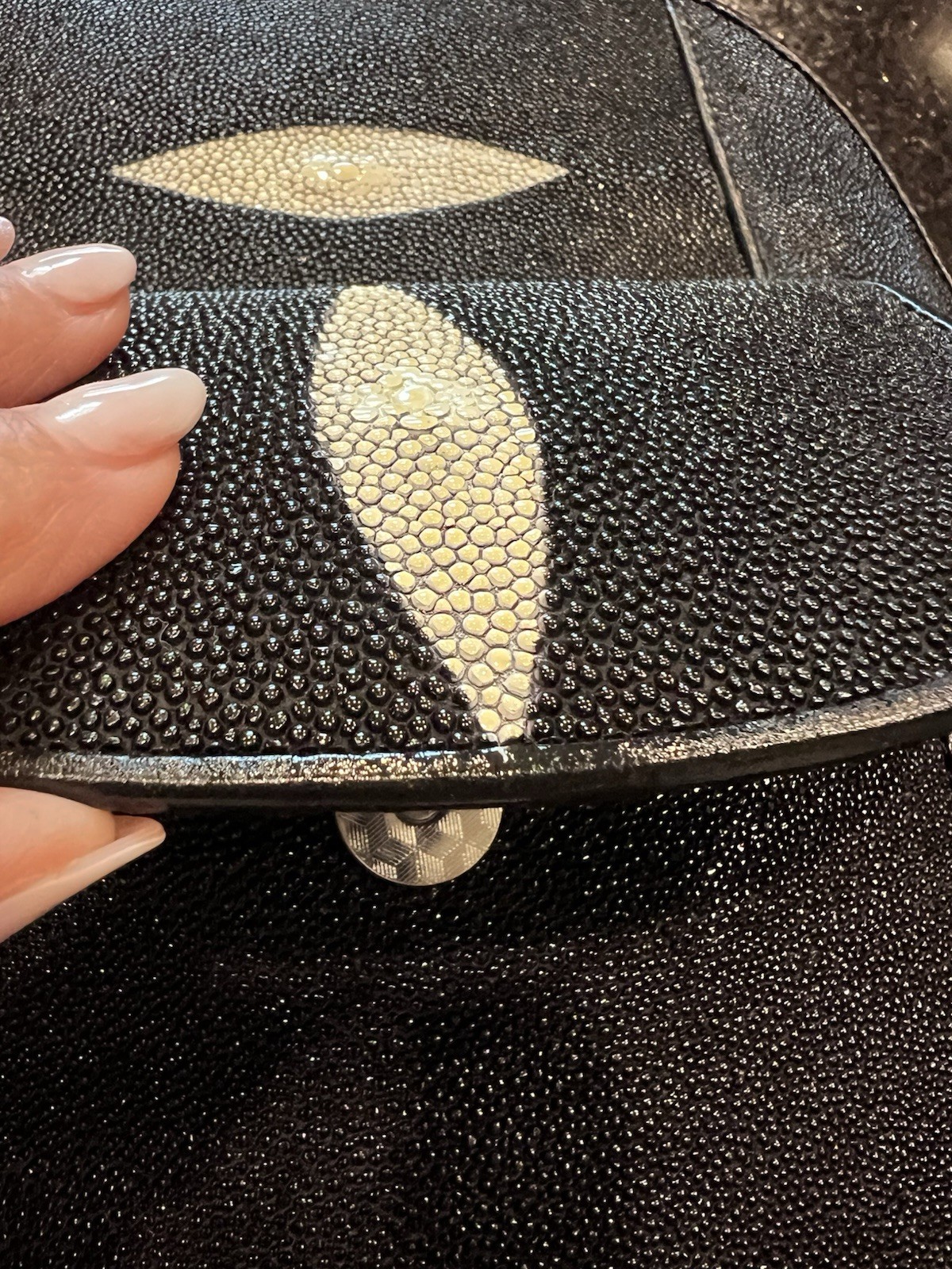 New Kismet Stingray Leather Black Mini Backpack Purse Duo Genuine Exquisite $$$$