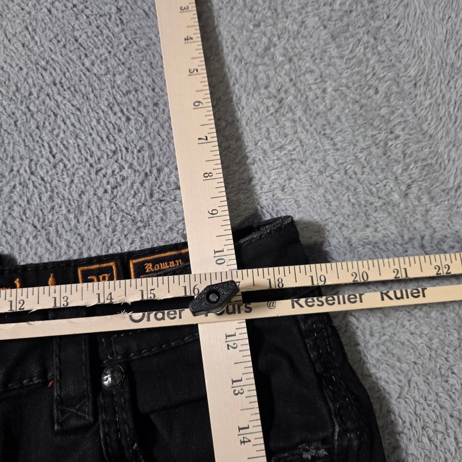 Rock Revival Mens 38 Roman Alt Straight Black Embellished Zipper Pockt Jeans Y2K