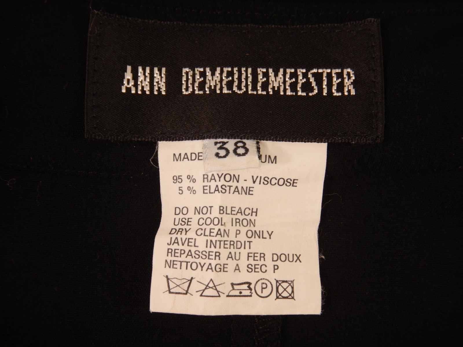 Ann Demeulemeester hip drape black long sleeve rayon shirtdress Size 38