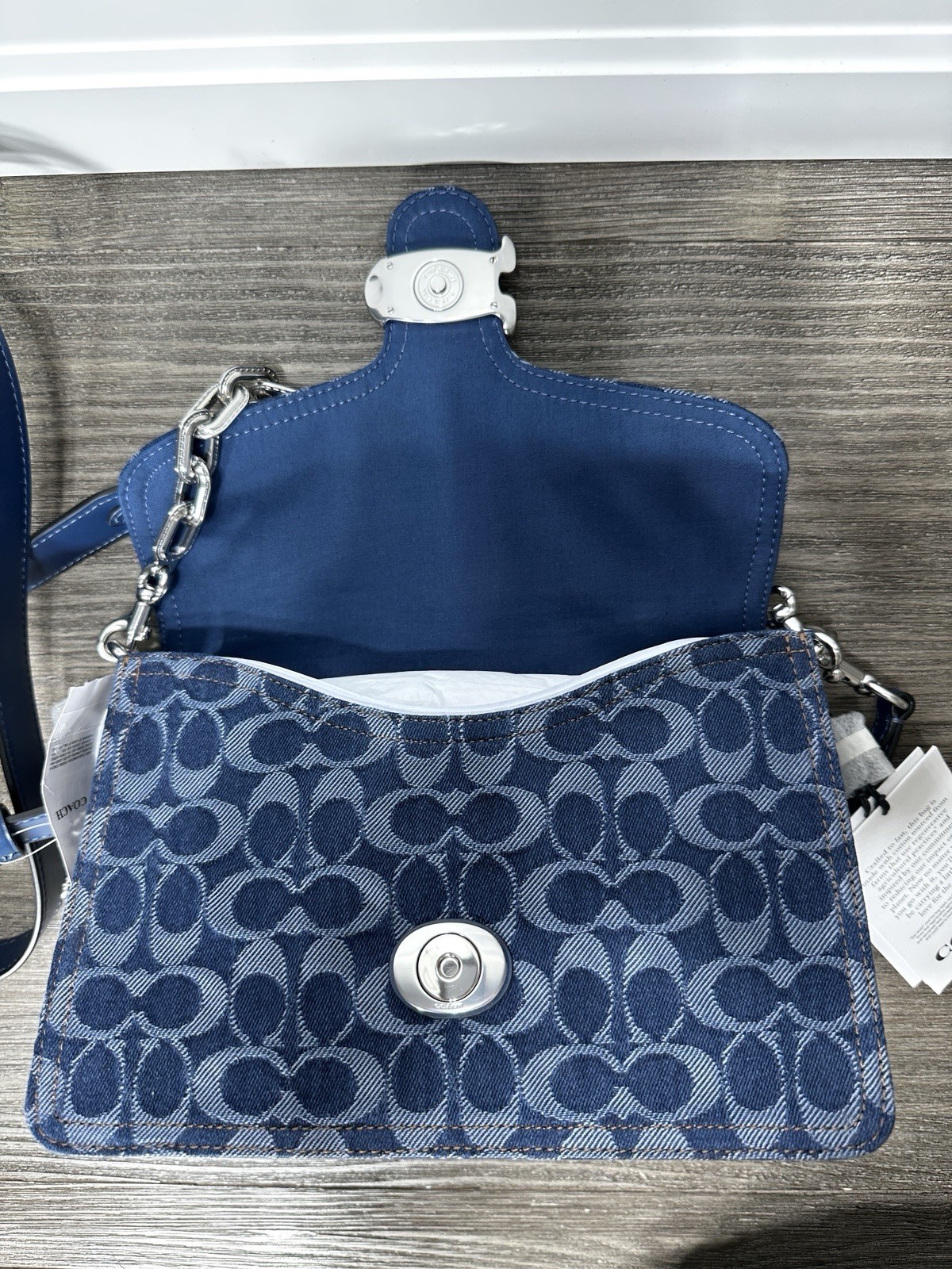 Coach Chain Tabby Shoulder Bag In Signature Denim CAN15