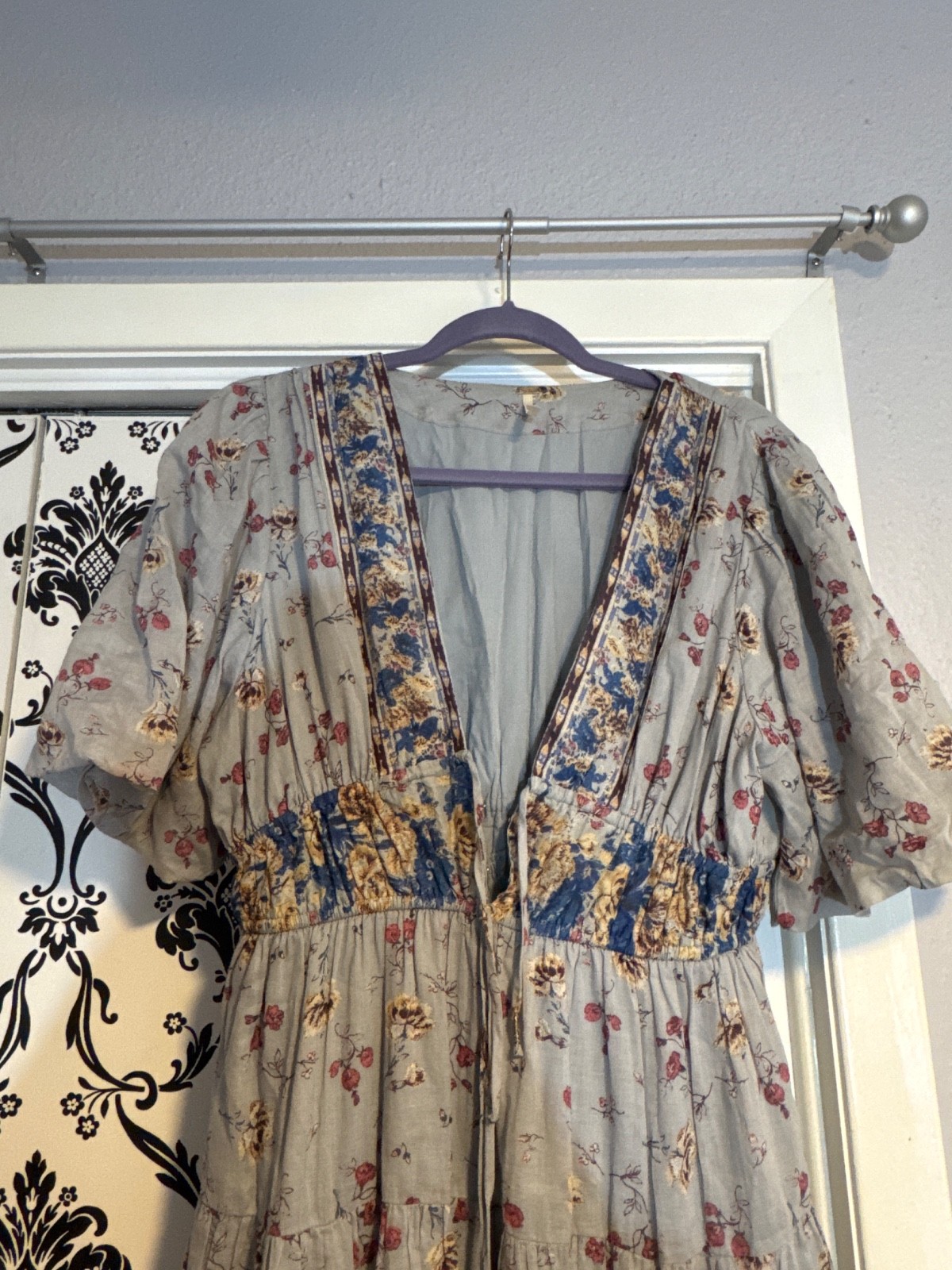 Free People Lysette Maxi Dress Floral Boho Romantic Fairy Blue Small