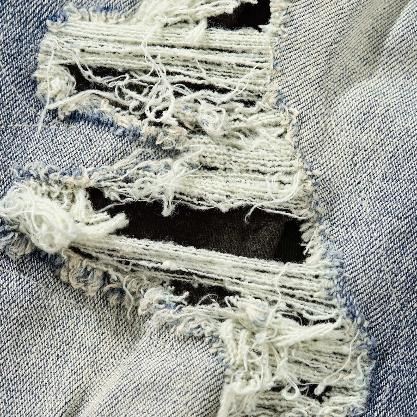 Men’s Vintage Distressed Stretch Denim Skinny Jeans with Patches and Studs