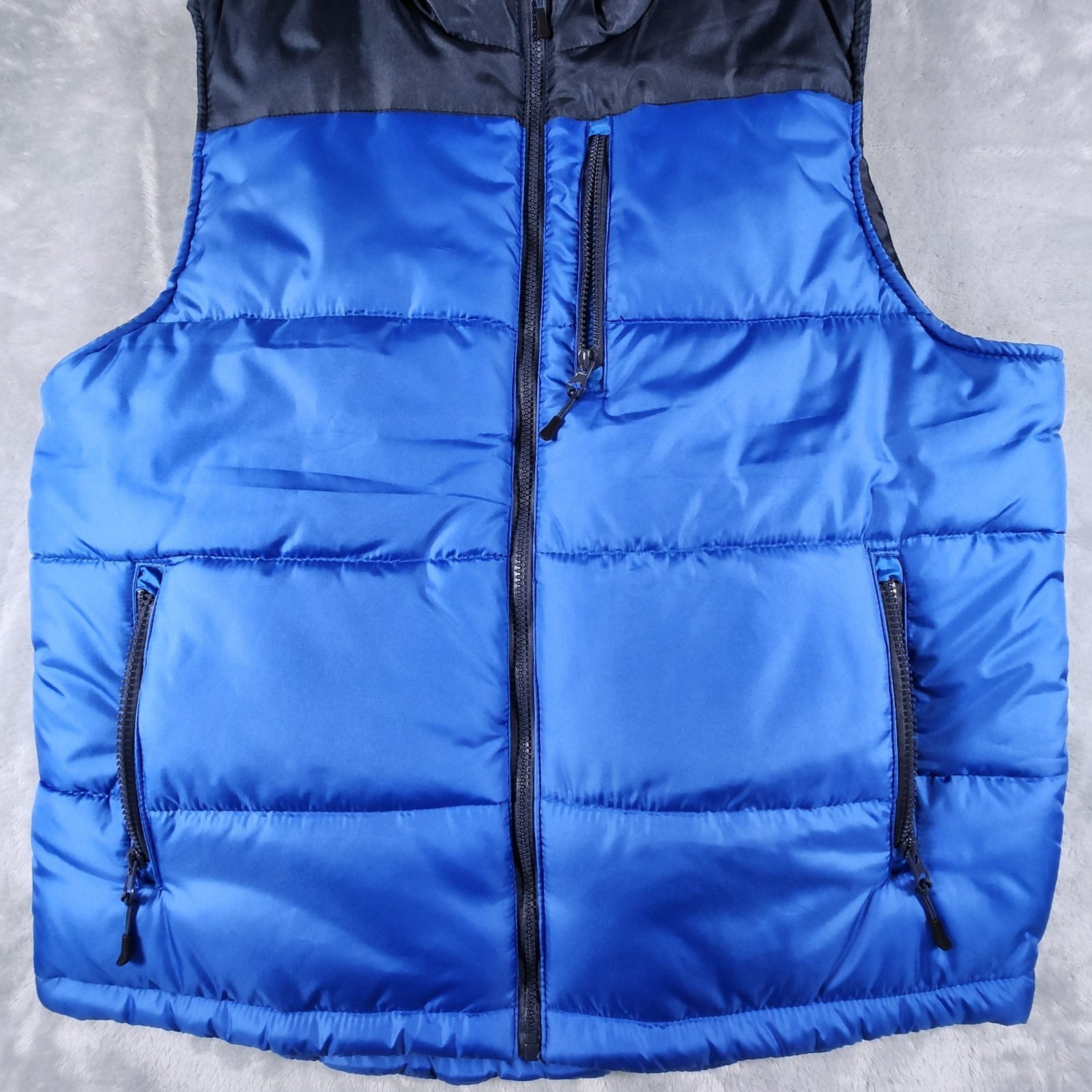 Outdoor Life Puffer Vest Large Blue Color Block Outdoor Hiking Active Cabin Work
