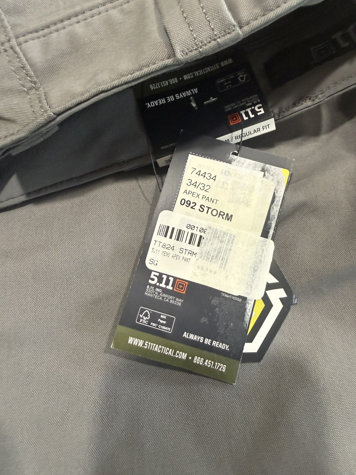 5.11 Tactical Stryke Pant Mens 34×32 Storm Grey Flex-Tac Regular Fit 74369 NWT