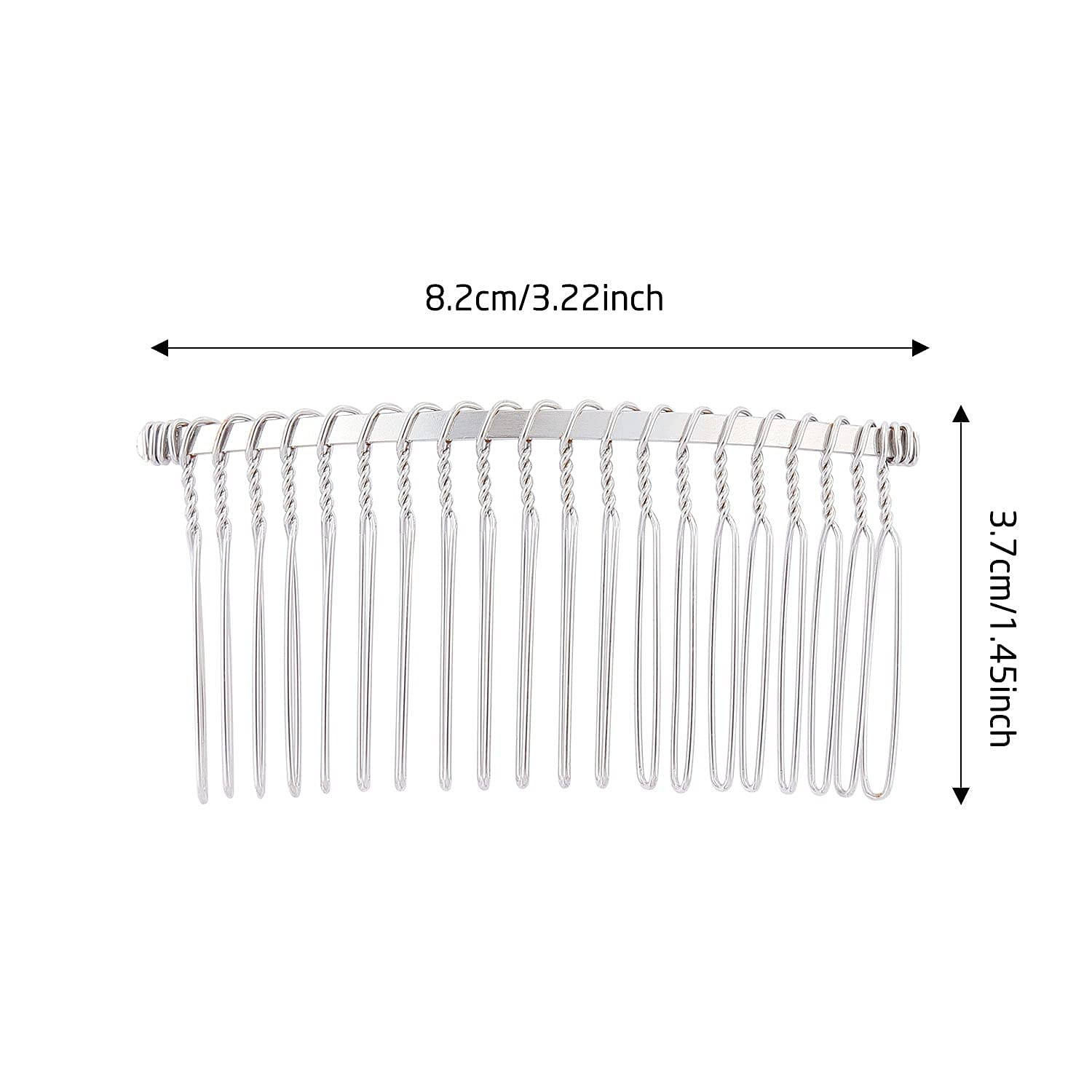 Lawie 20 Pack Bulk 20 Teeth Silver Metal Side Hair Combs Wire Twist Hair Clips W