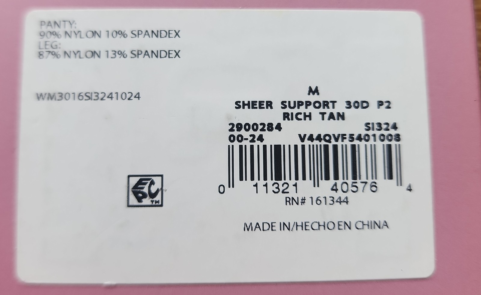 LOT 2 Pack SHEER High Waist Support Pantyhose M In Rich Tan 20D & 30D