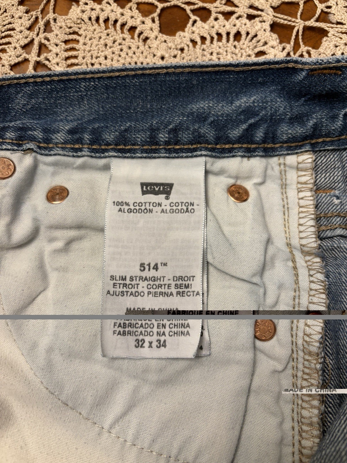 Levi’s 514 Utility Jeans 32/34 6 Pocket Slim Straight With Back Pocket Rivets