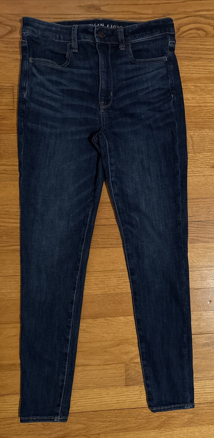 American Eagle Next Level Stretch Super Hi-Rise Jegging Dark Blue Jeans Women-6
