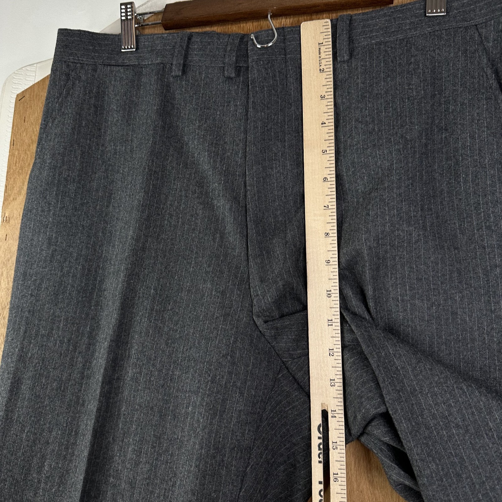 VTG Hickey Freeman Suit Mens 42L Gray Pinstripe 3/2 Roll Pants 36×34 flannel