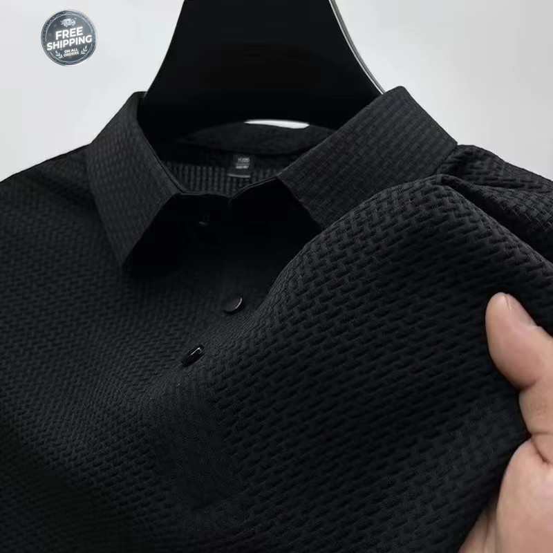 Men’s Breathable Summer Polo Shirt Short Sleeve Business Casual Solid Top Gift