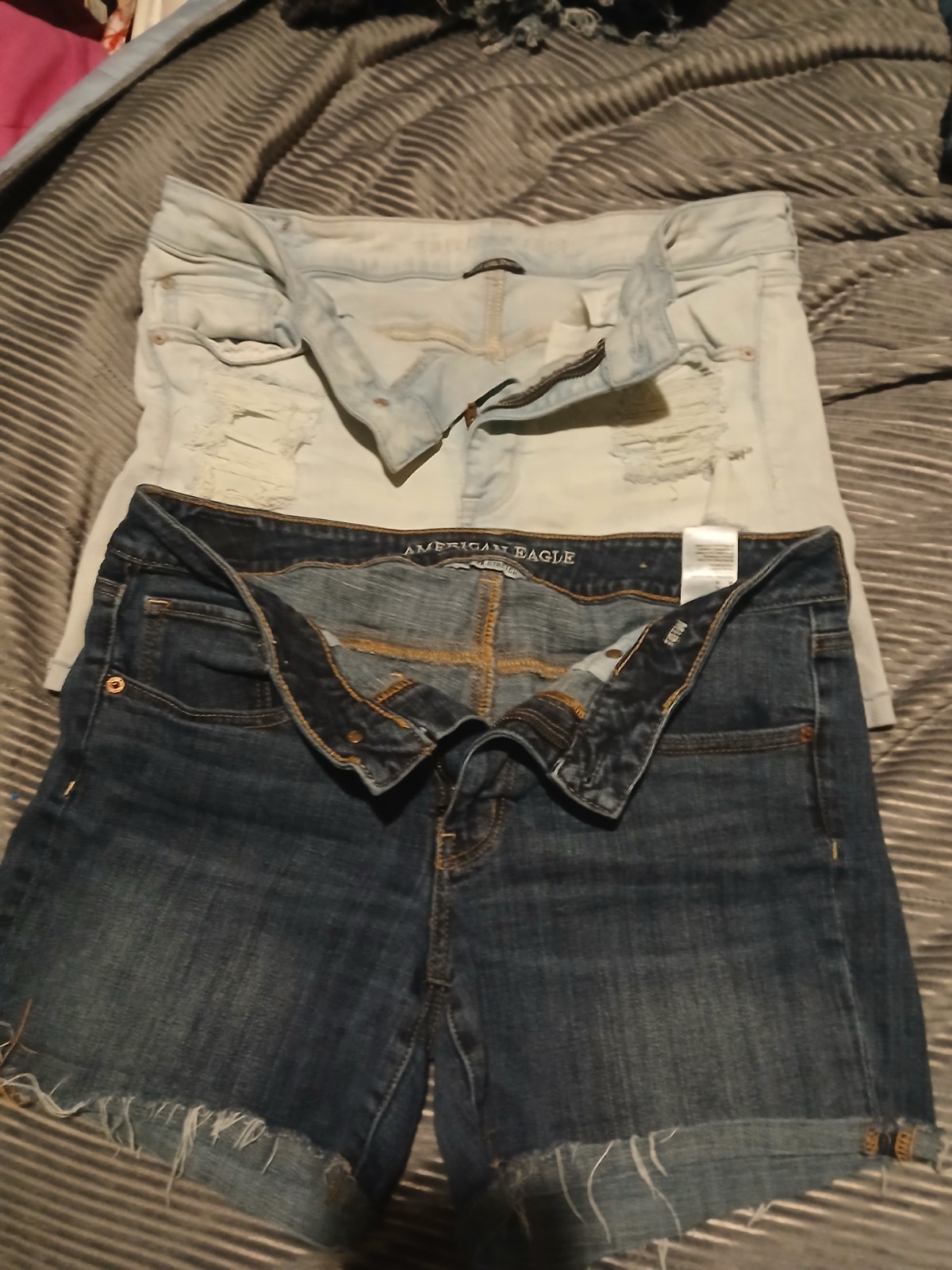 2 Piece Lot American Eagle Women’s size 14 Denim Cut Off Shorts Mid Rise