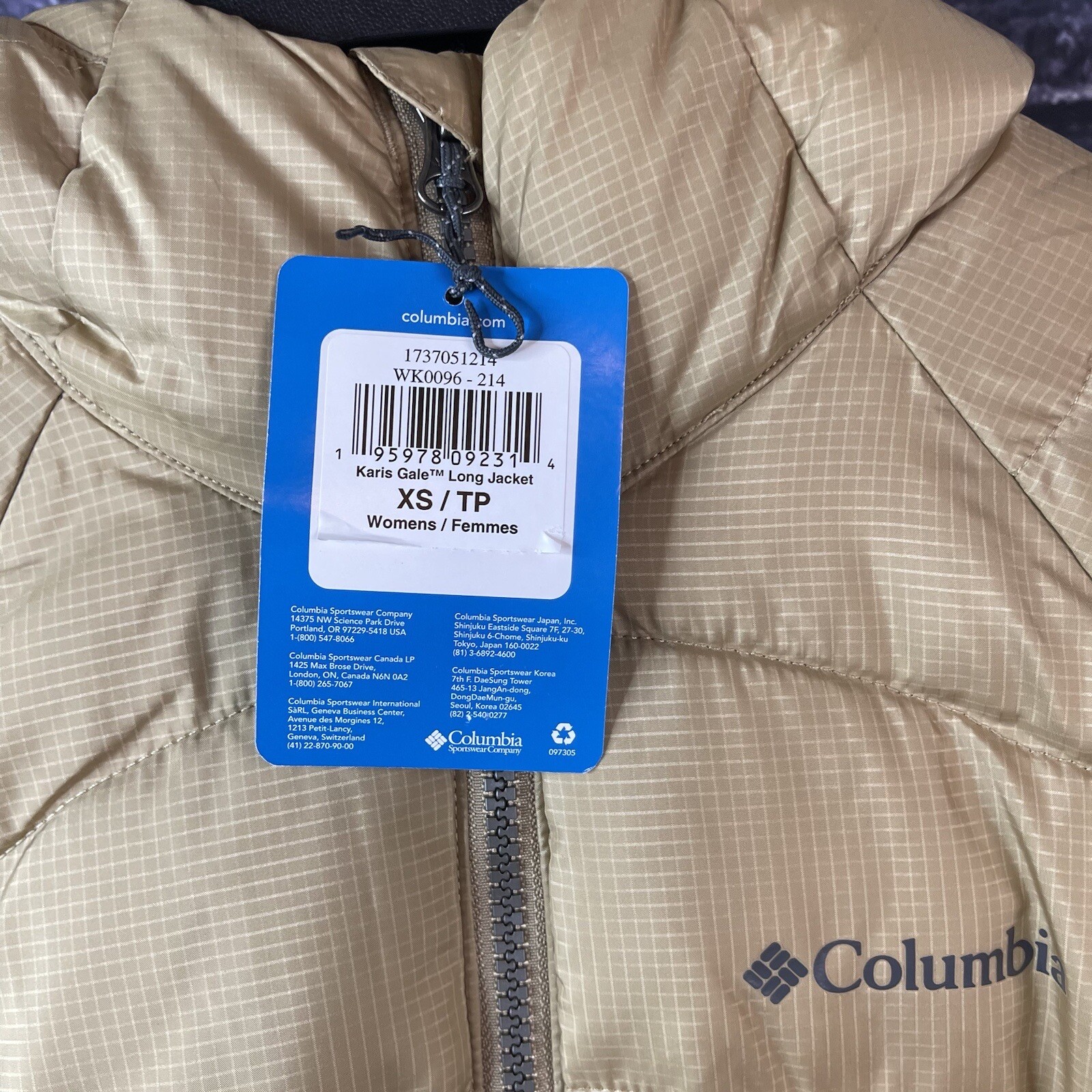 Columbia XS X-Small Karis Gale Long Hooded Jacket Stone Green
