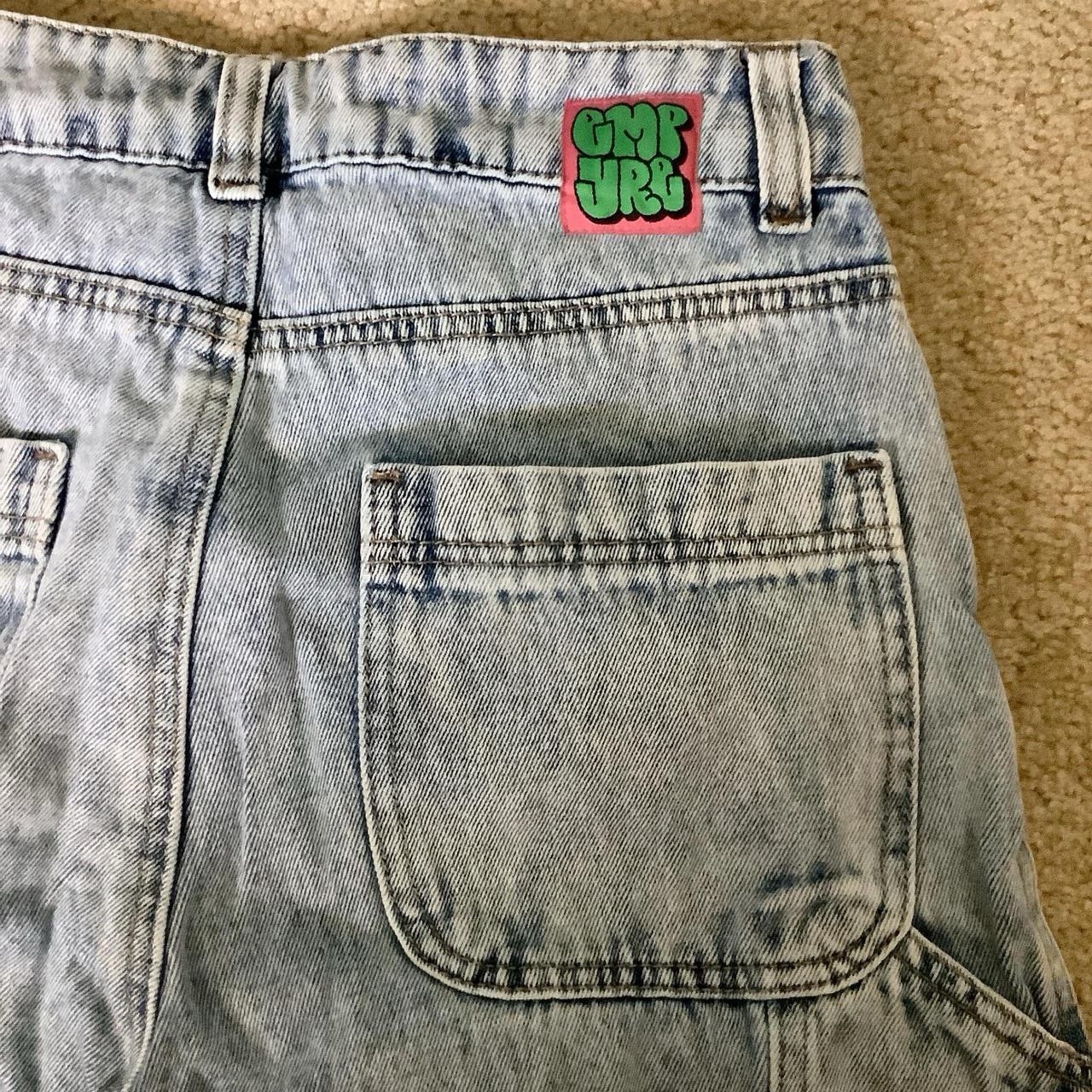 Empyre Women’s Light Wash Blue Denim Straight Cargo Jeans Pockets Size 2