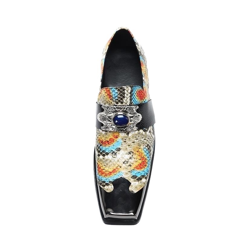 Men’s Square Head Metal Toe Colorful Stage 2026 New Fashion Evening Nightclub