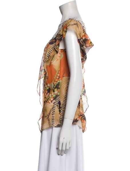Vintage Diane Von Furstenberg DVF Blouse/Top 100% silk Beaded Tribal Print 0 XS