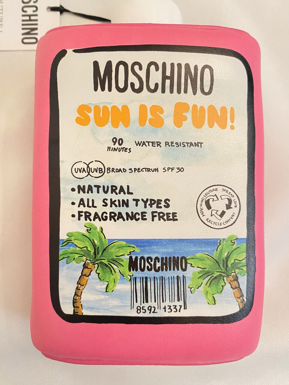 MARCH SPECIAL! SS23 MOSCHINO COUTURE Tan Pink Leather Sunscreen Shoulder Bag
