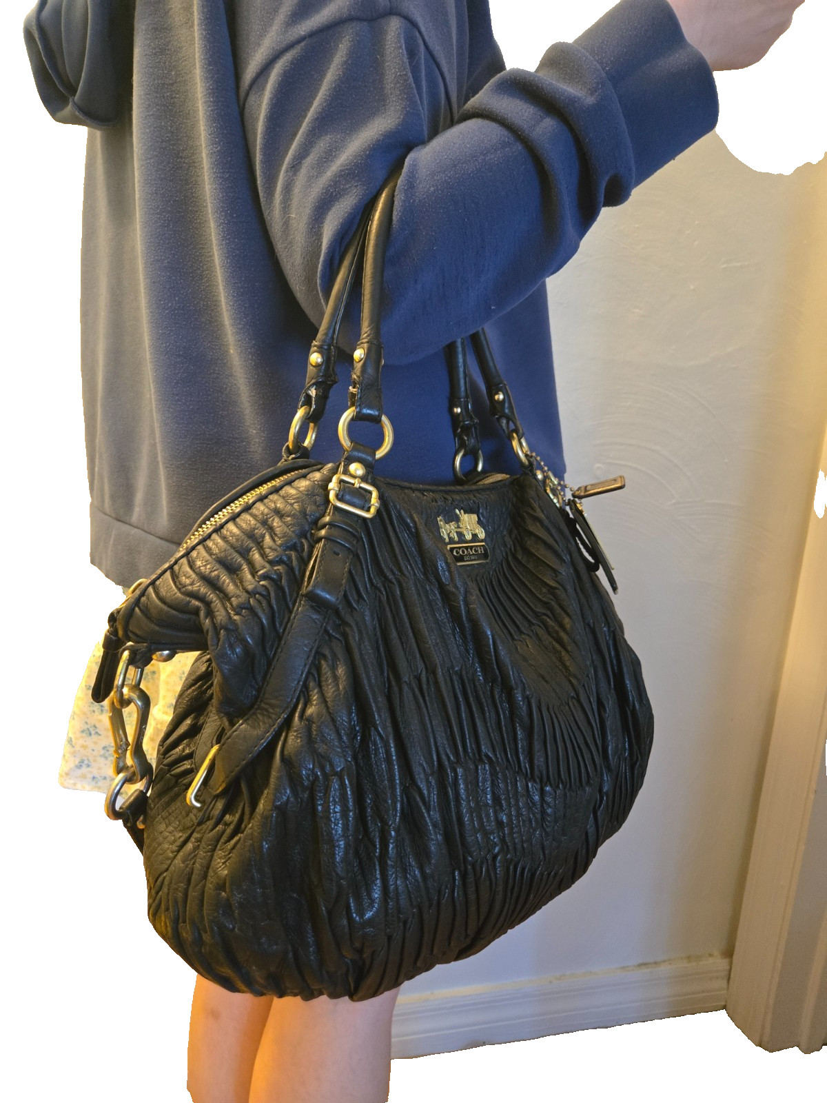 Authentic Coach Madison Gathered Leather Sophia Satchel (Style No. 15947)