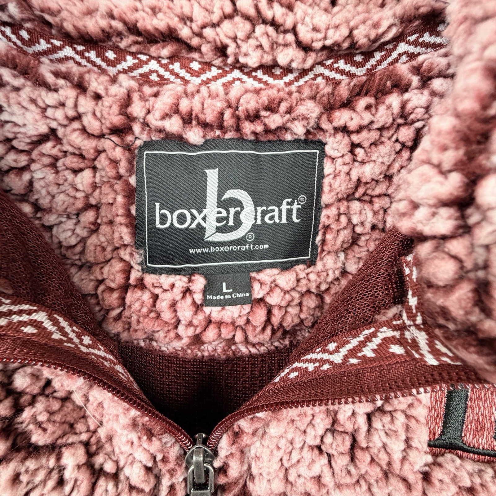 Boxercraft Sherpa Pullover Womens Large Dusty Rose Pink Quarter Zip Fleece LR