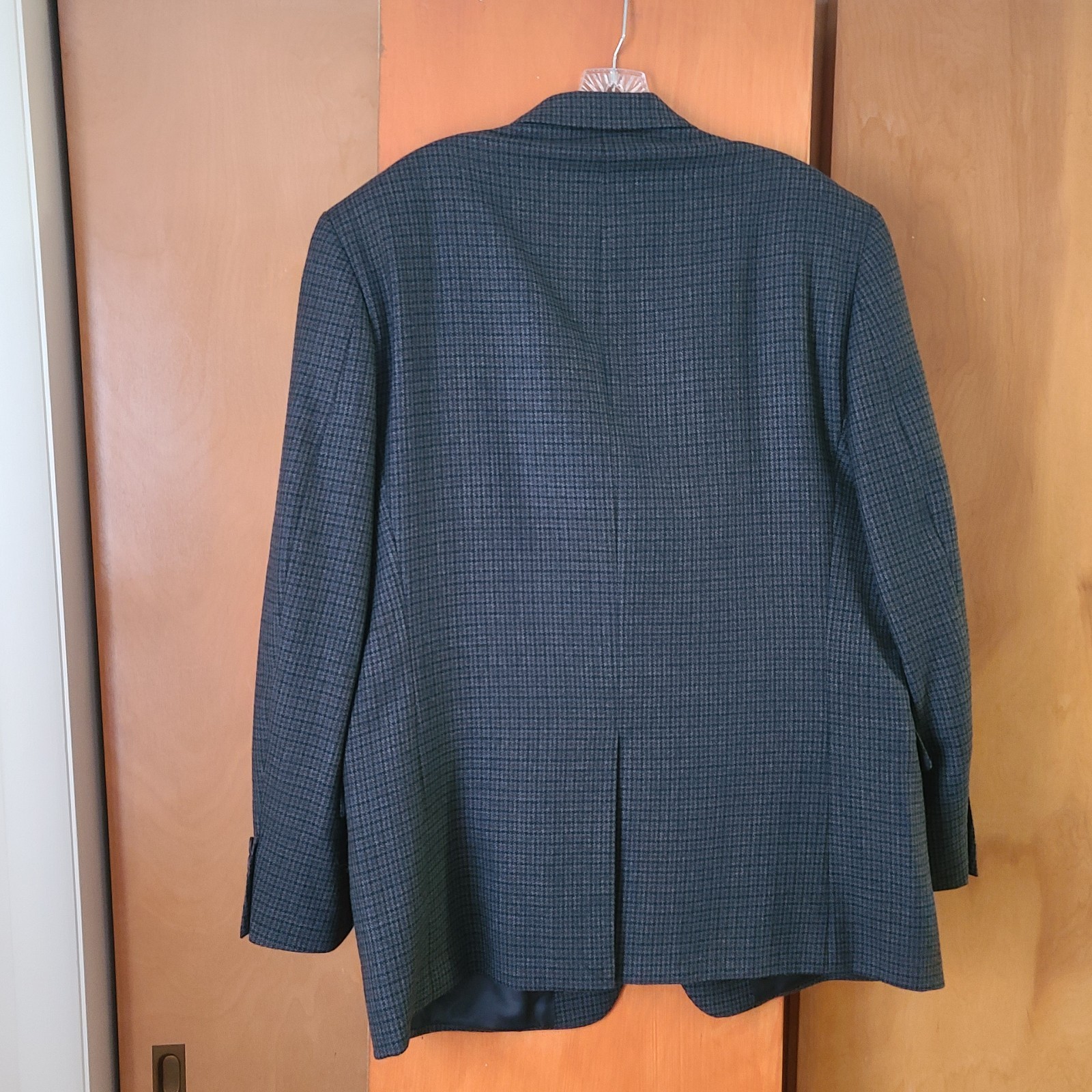 Mens Lauren Ralph Lauren Houndstooth Two Button Blazer 44R Gray 100% Wool