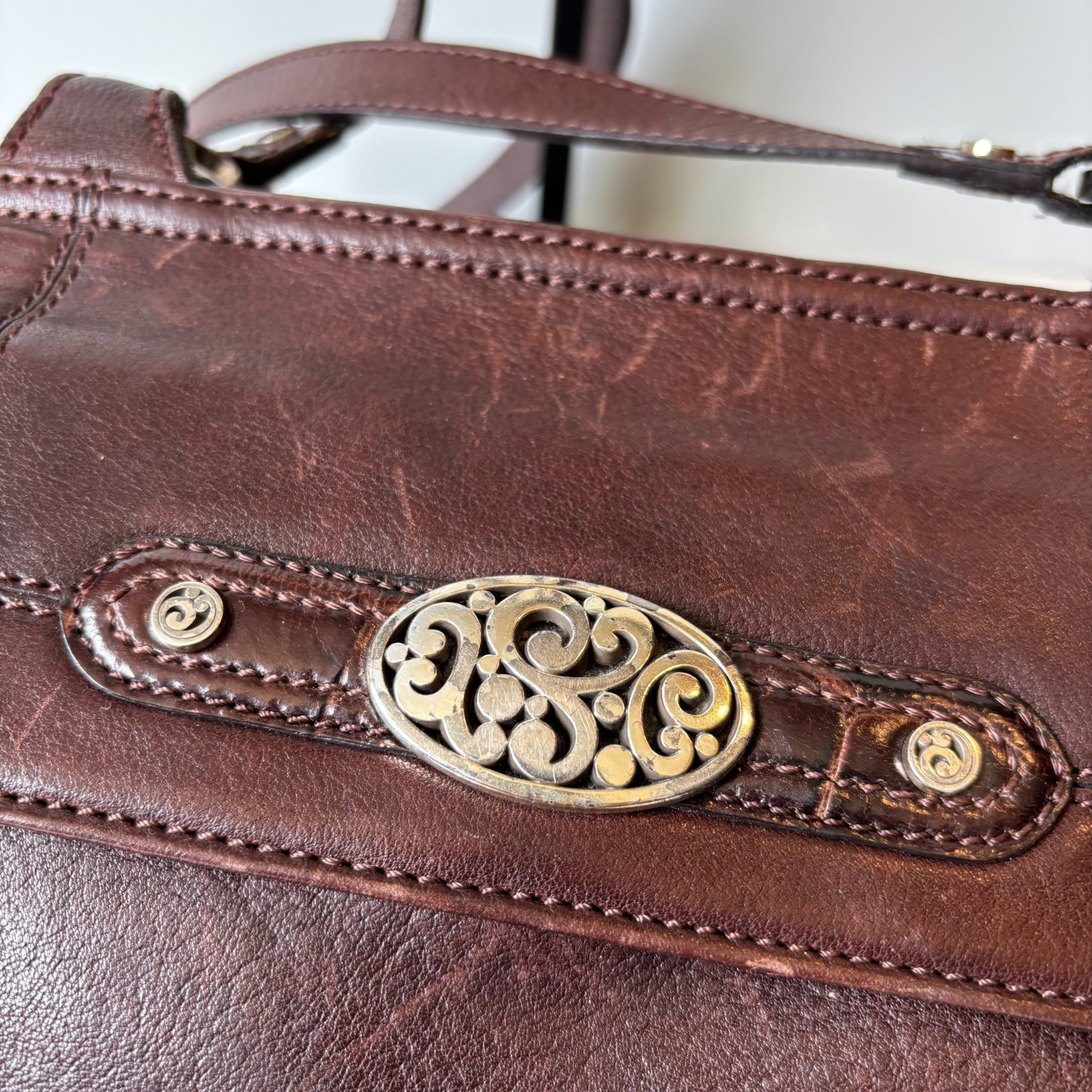 BRIGHTON Contempo City Brown Leather Crossbody Organizer Shoulder Bag Purse