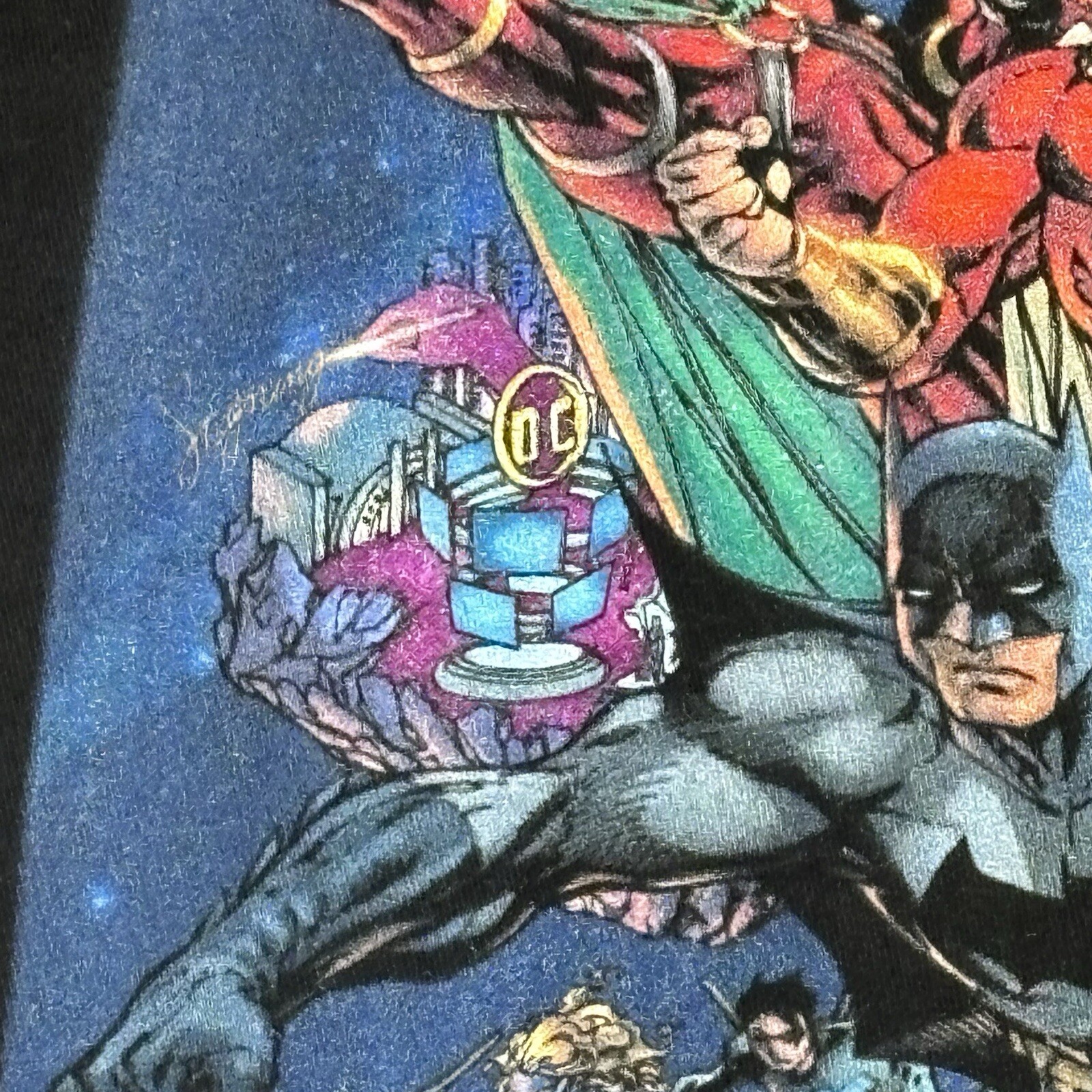DC Comics T-shirt Men XL Batman Robin Superman Black Short Sleeve Justice League