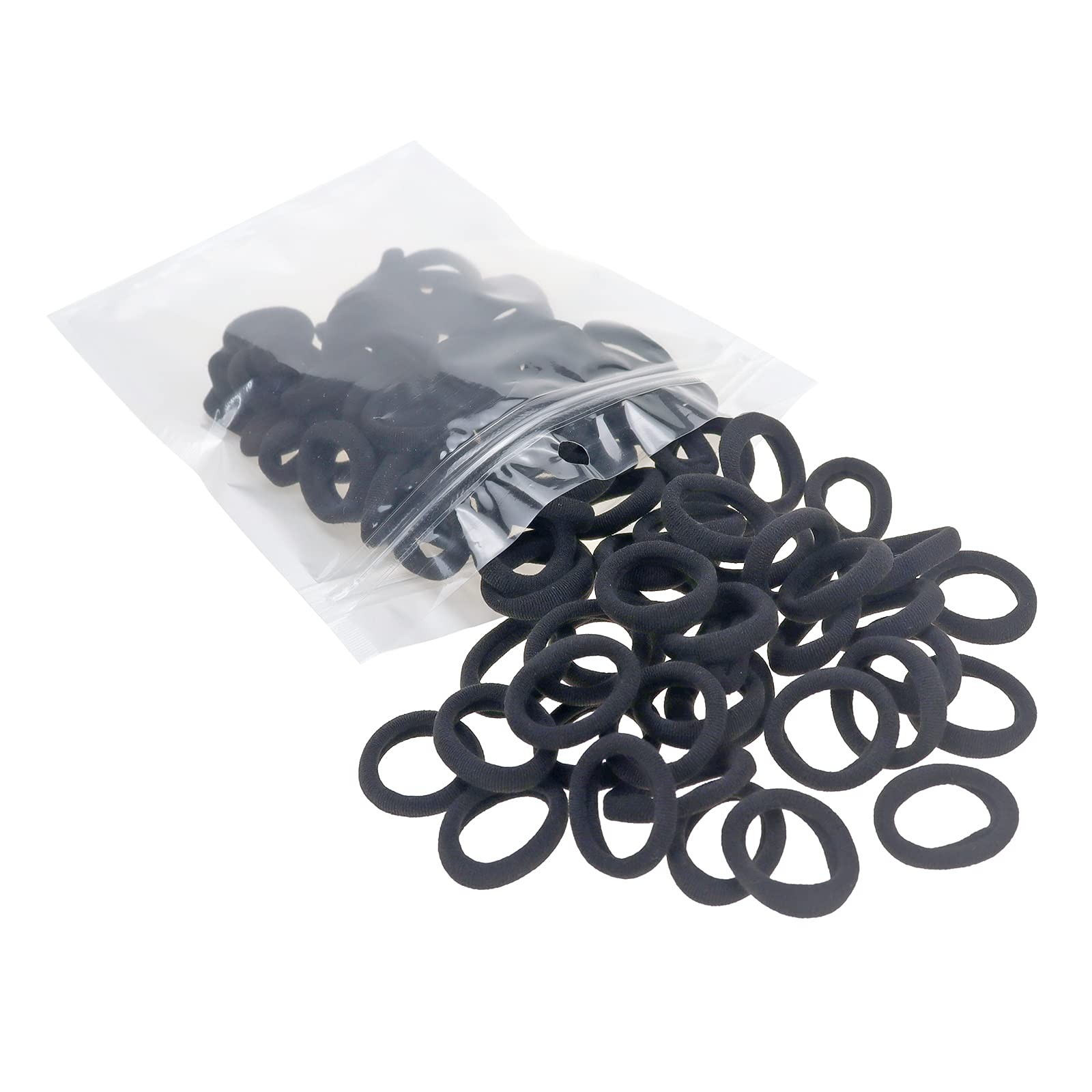 200 PCS Black Color Nylon Small Hair Ties Seamless Colorful Ponytail Holder US