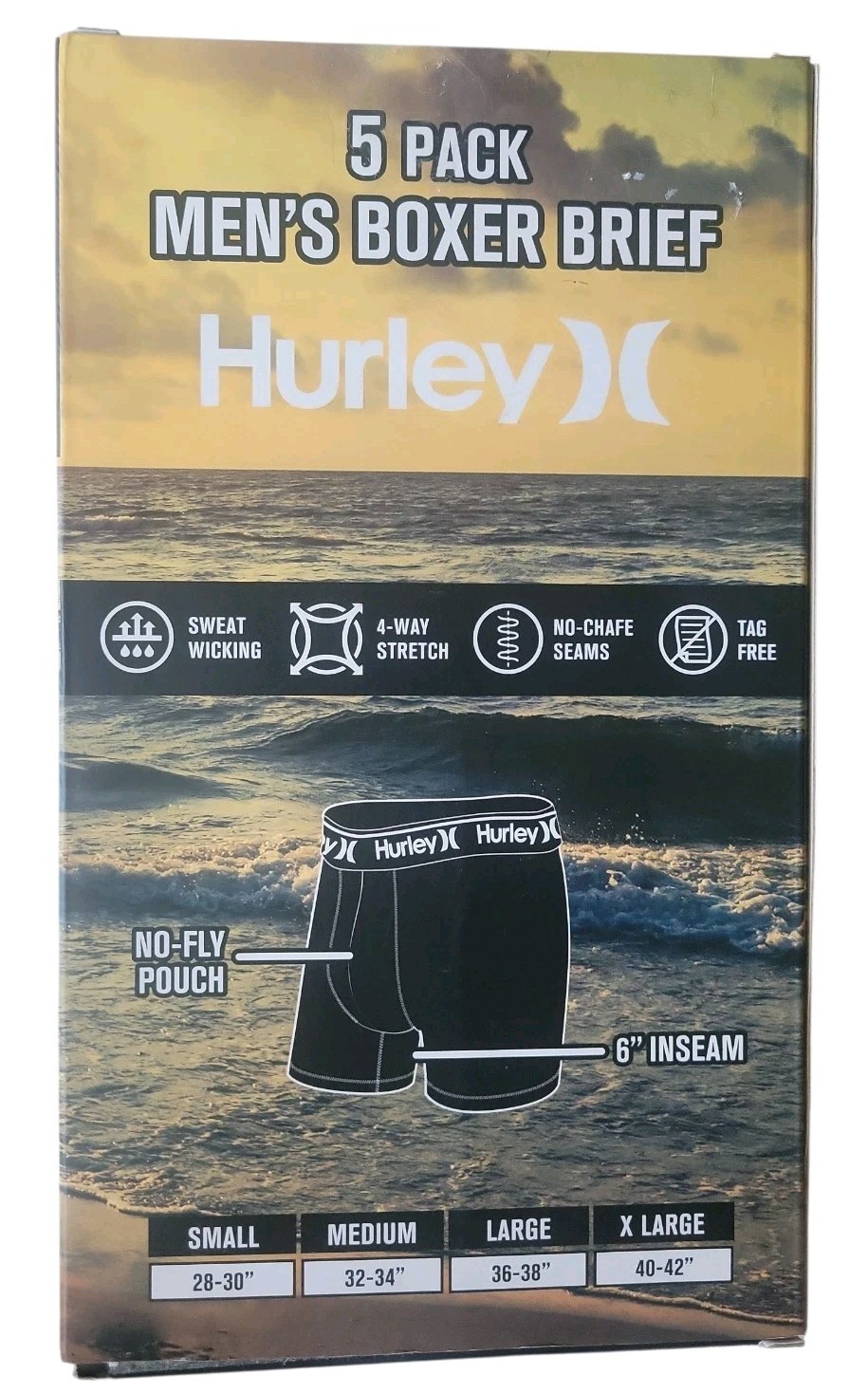 Hurley 5 Pack Mens Boxer Briefs Size Medium M 32″-34″