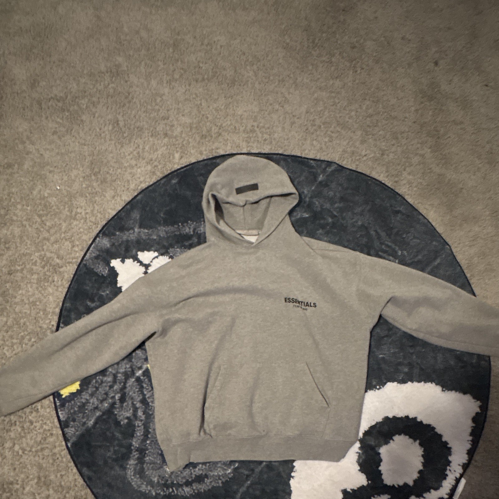 Essentials Fear of God Essentials Gray Pullover Hoodie Logo Pockets Size M