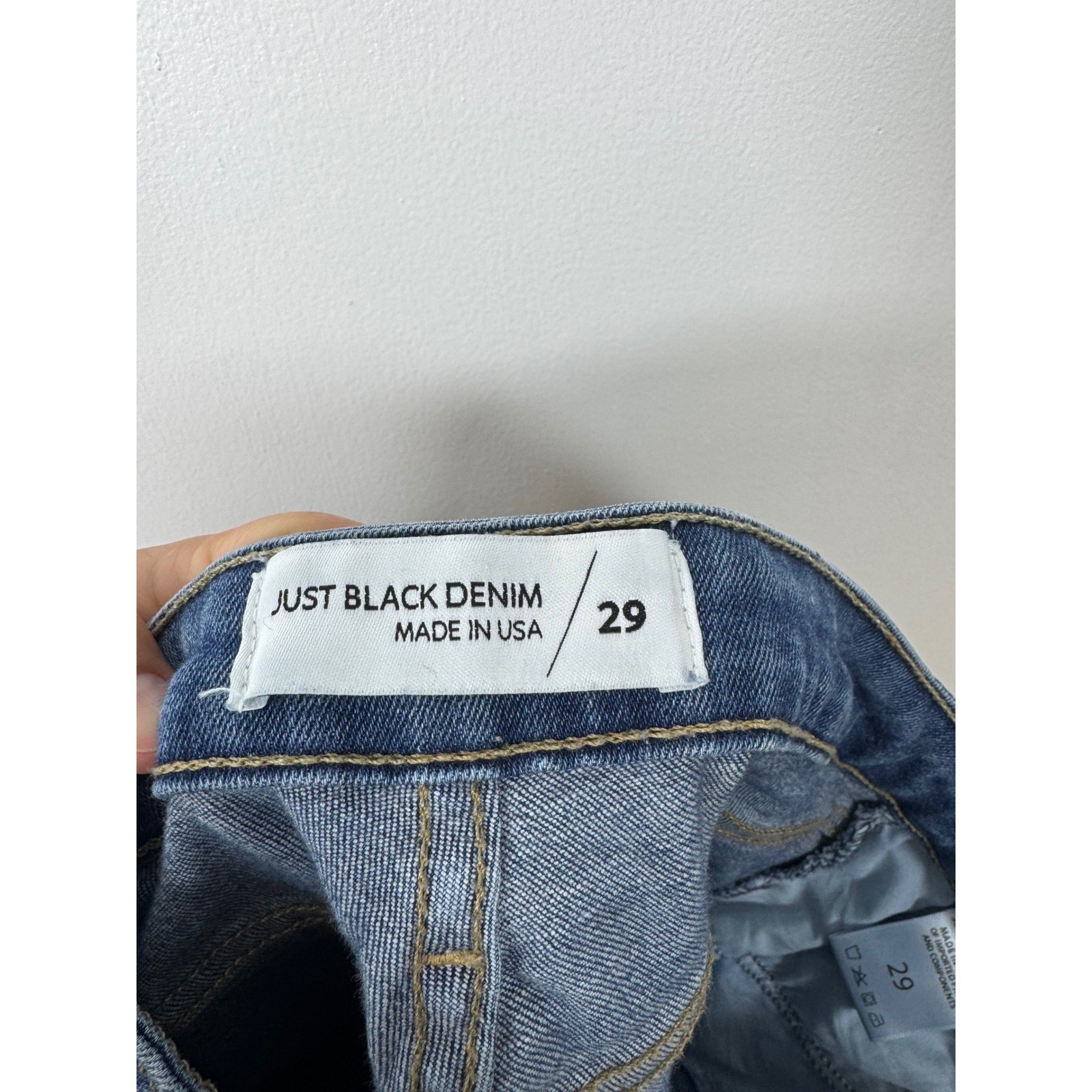 Boho Just Black Denim Womens 29 Skinny Jeans Blue Frayed Tulip Hem BP246J USA