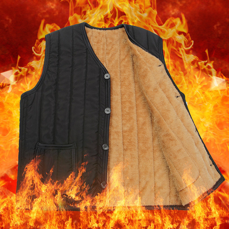 Men Winter Warm Thicken Vest Fleece Lined Jackets Coat Sleeveless Waistcoat Gift