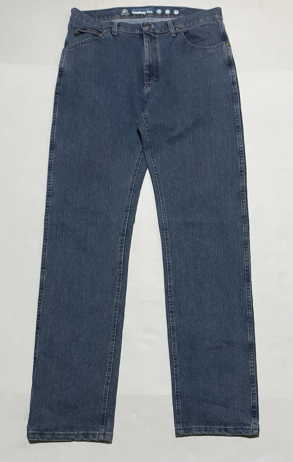 Wrangler 47 Jeans Mens 34 X 36 Blue Denim Regular Fit Cowboy Cut Straight Leg