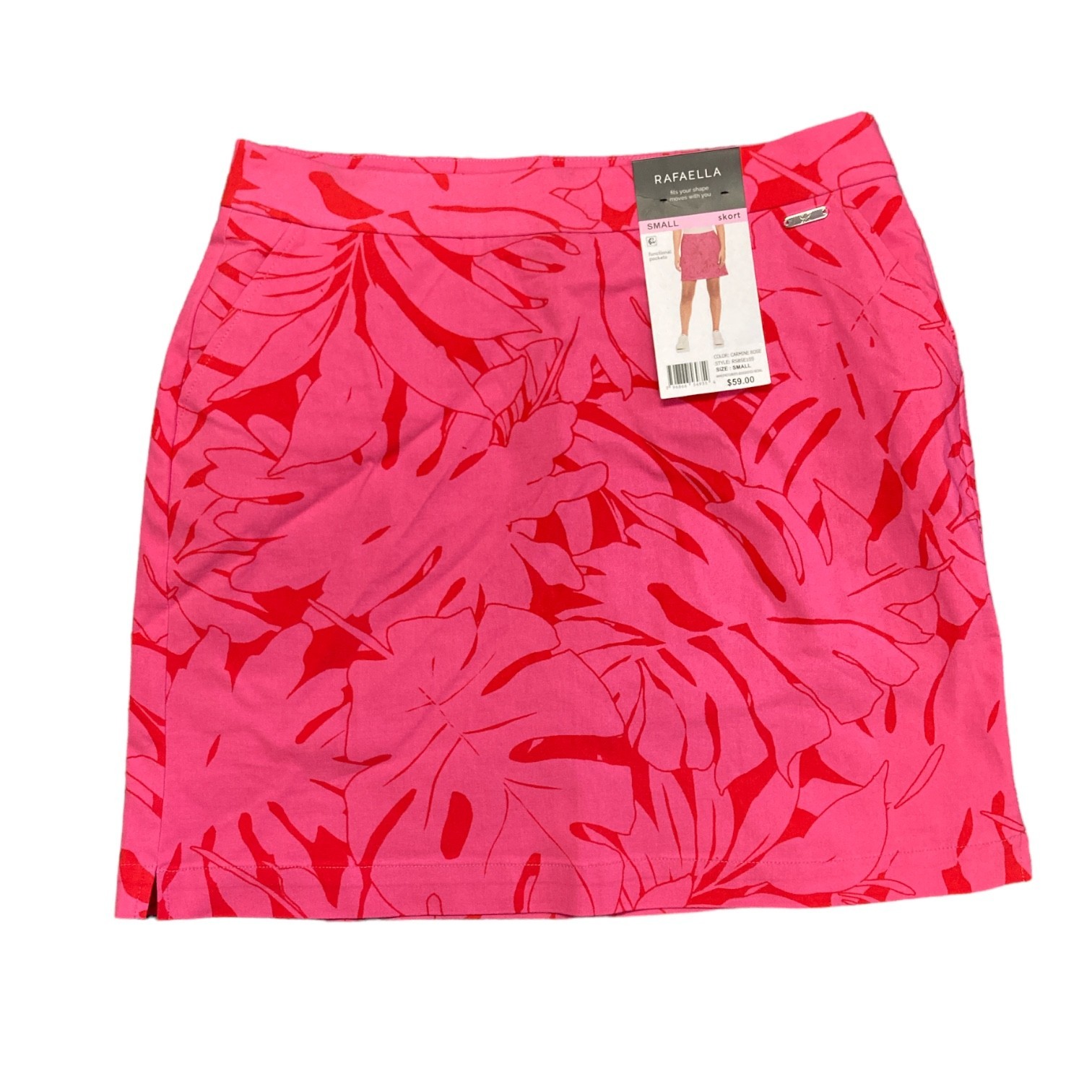 Rafaella Ladies Stretch Skort Size Large Pressed Palms Carmine Rose