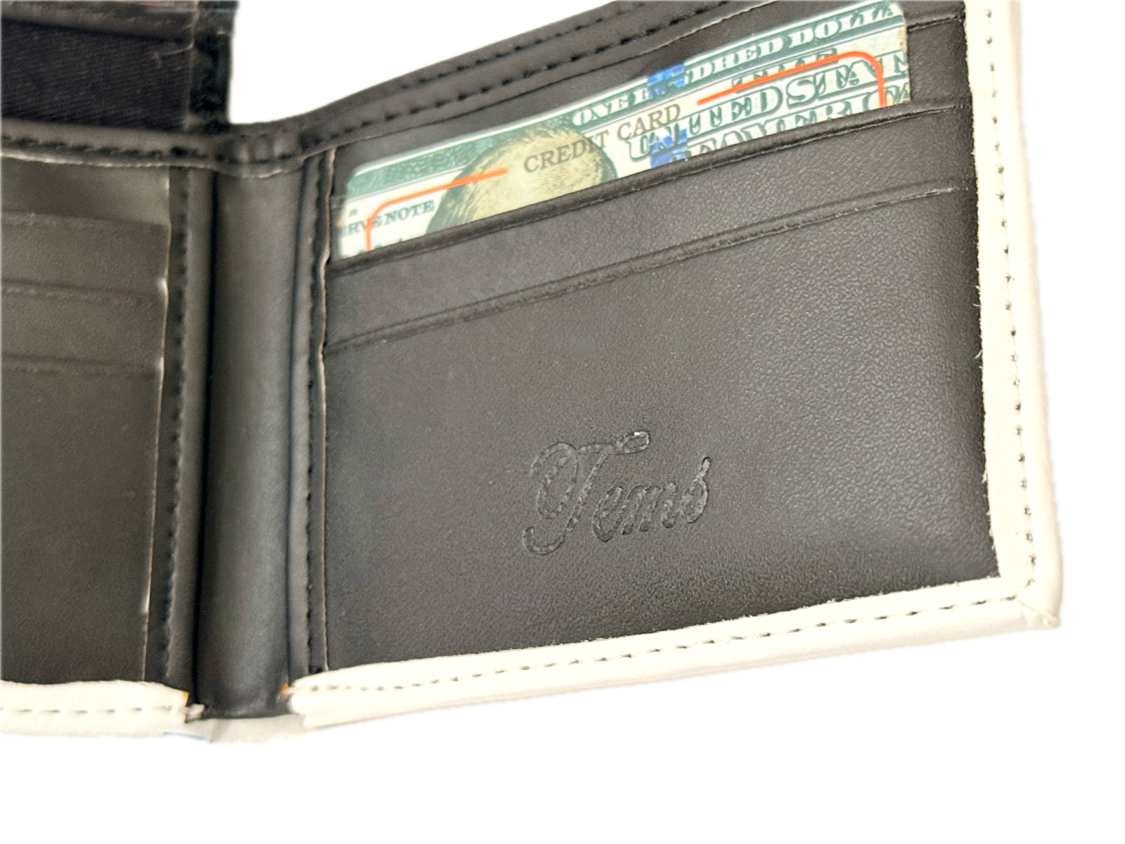 Tems Men’s Wallet $100 Dollar Bill Vegan Leather Bifold Flip ID WLT-107