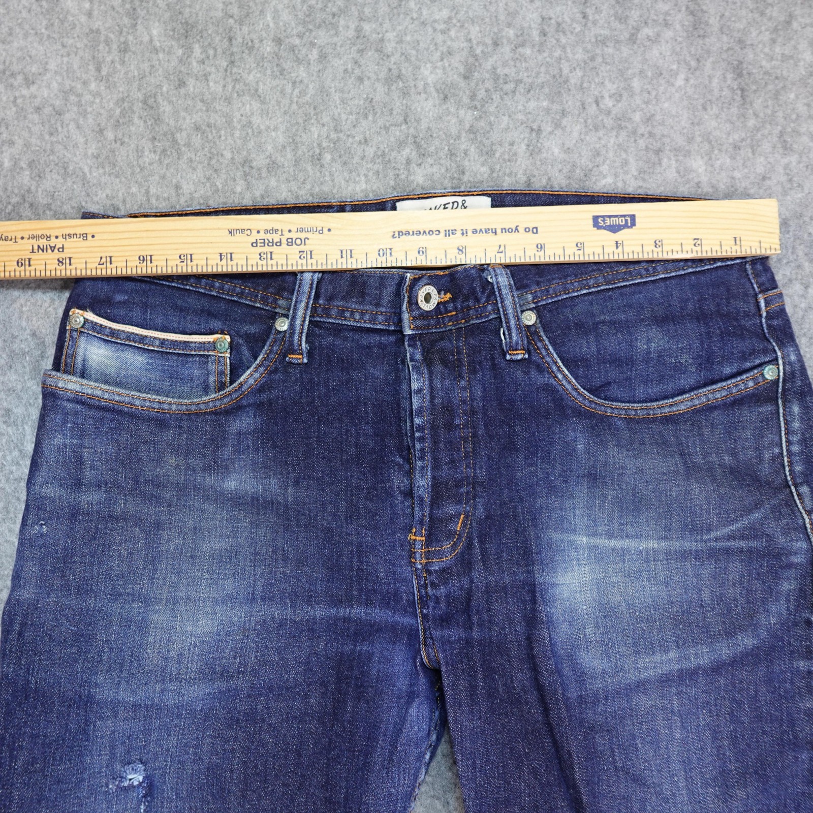 Naked & Famous Jeans Mens 36×32 Blue Weird Guy Selvedge Stretch Denim Pants