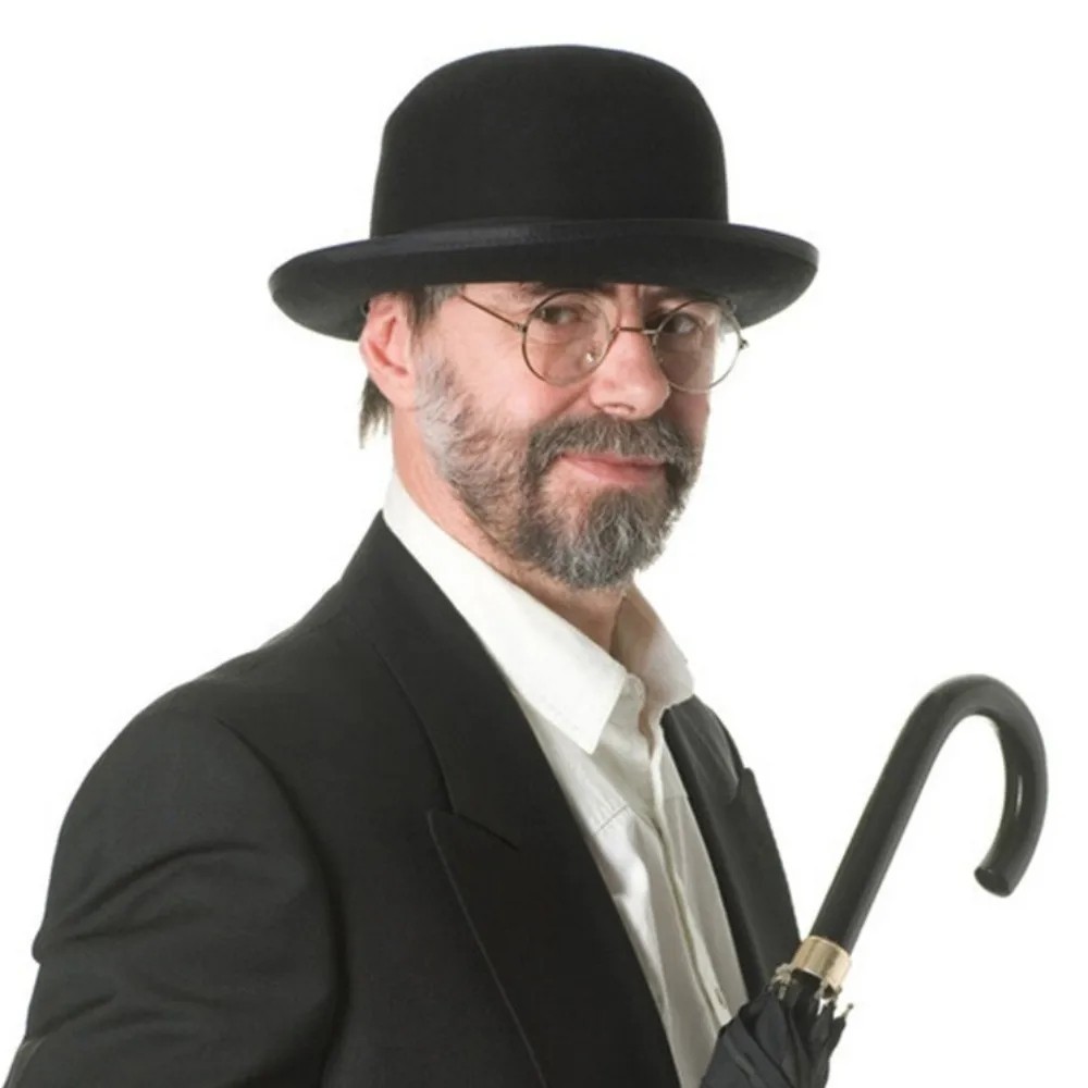 Men Retro Elegant Bowler Hat Short Brim with Hat Band for Formal Casual Wedding