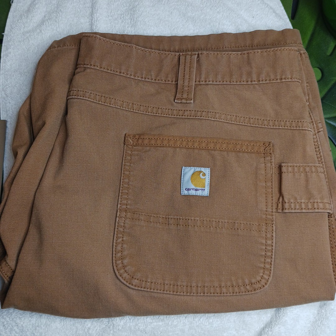 Carhartt Utility Carpenter Shorts Side Button Pocket Loop Men US 42 Orange-Brown