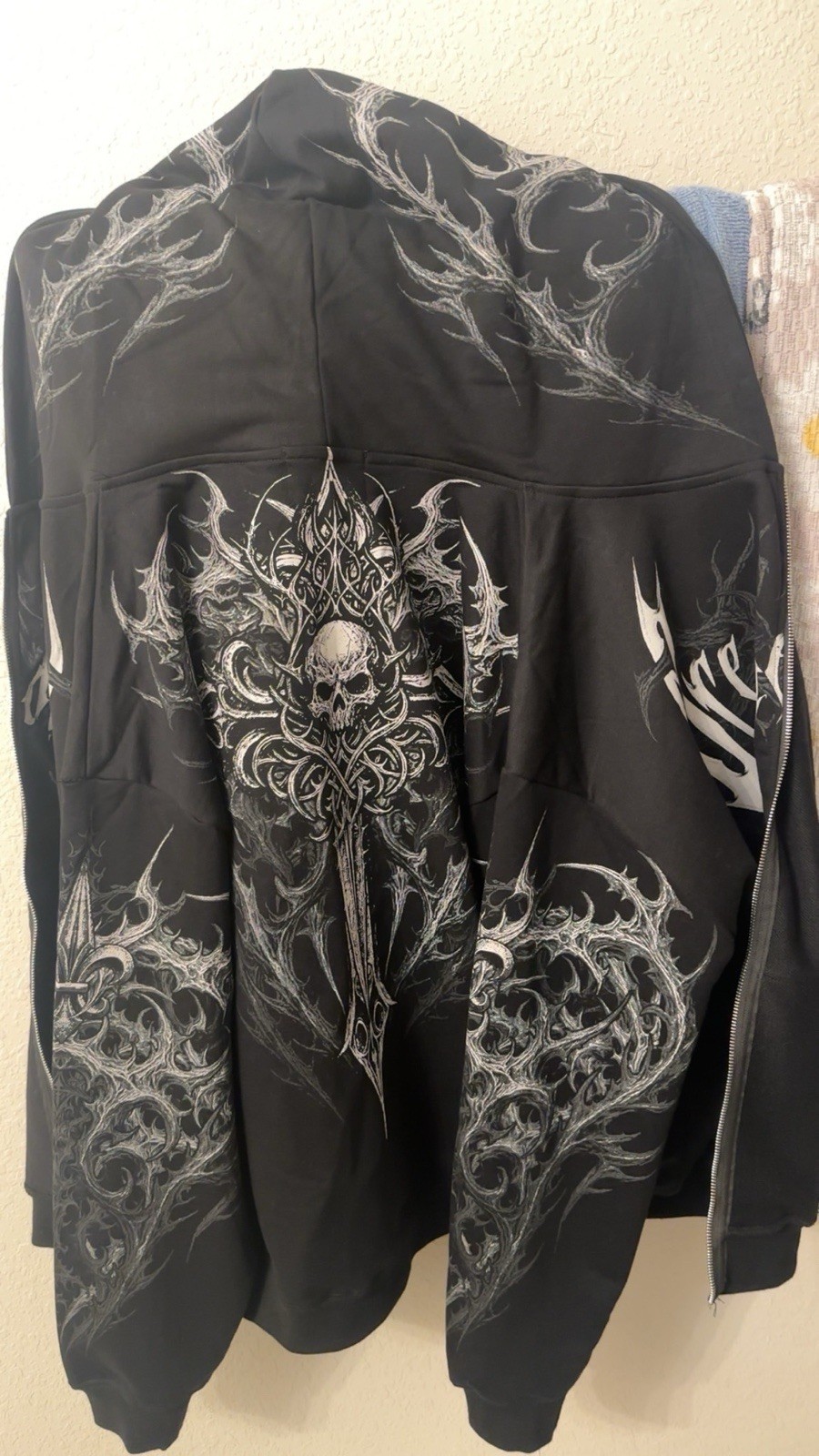 Breathe divinity – Heavenly Knight Oversized Zip-up Hoodie – (MIDNIGHT) LARGE