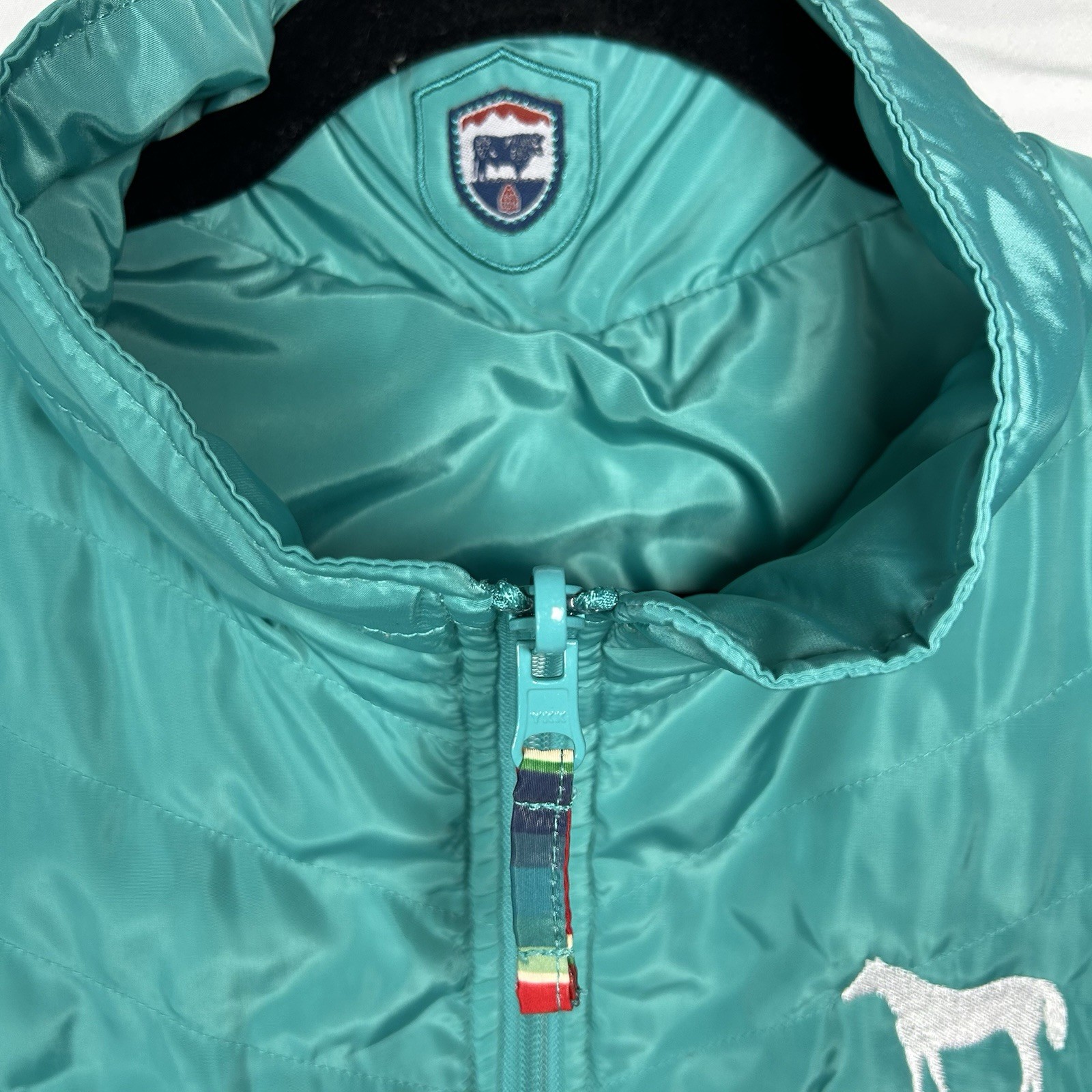 American Quarter Horse Association Embroidered STA Ranch wear Vest Turquoise Lrg