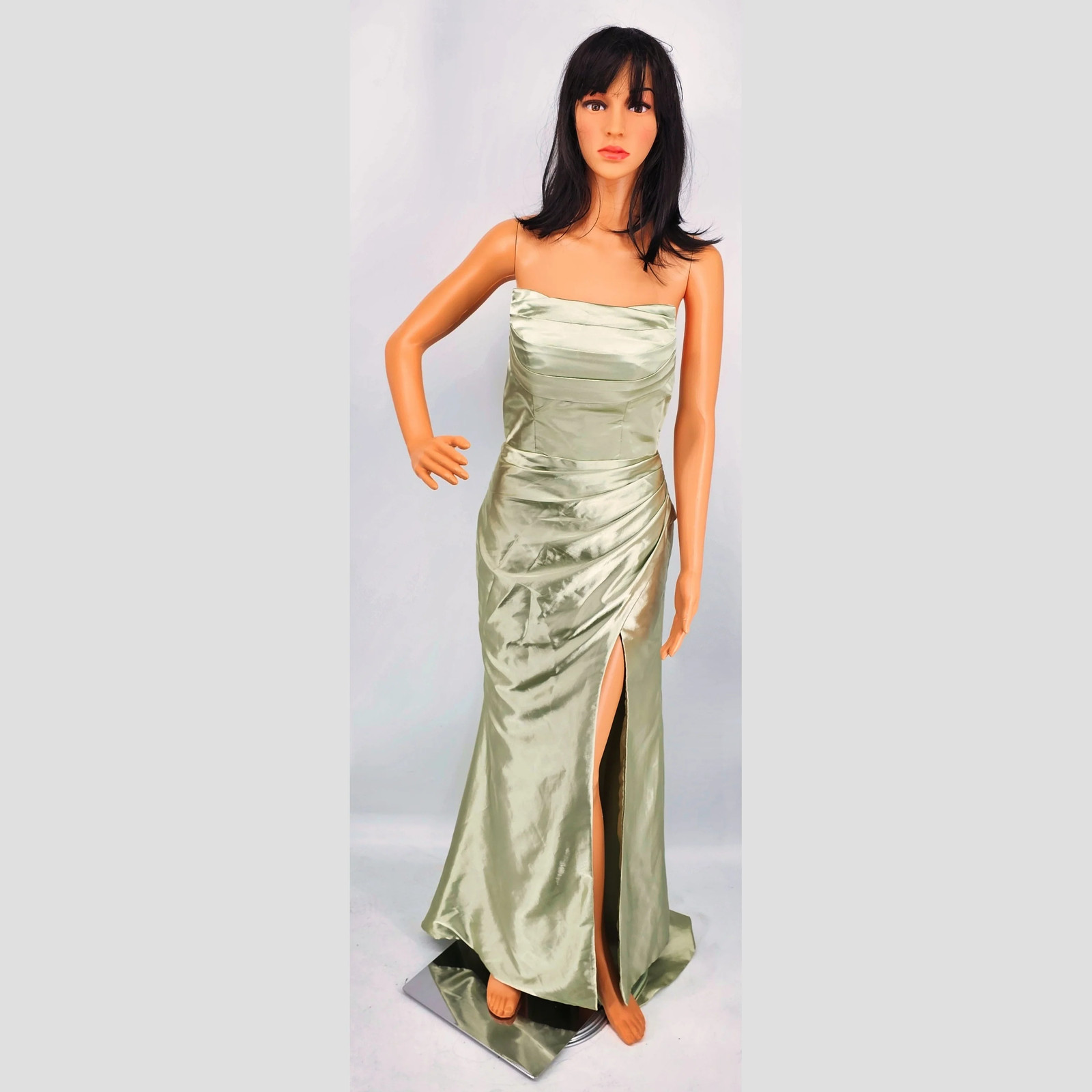 Sassy Strapless Evening Gown with Slit