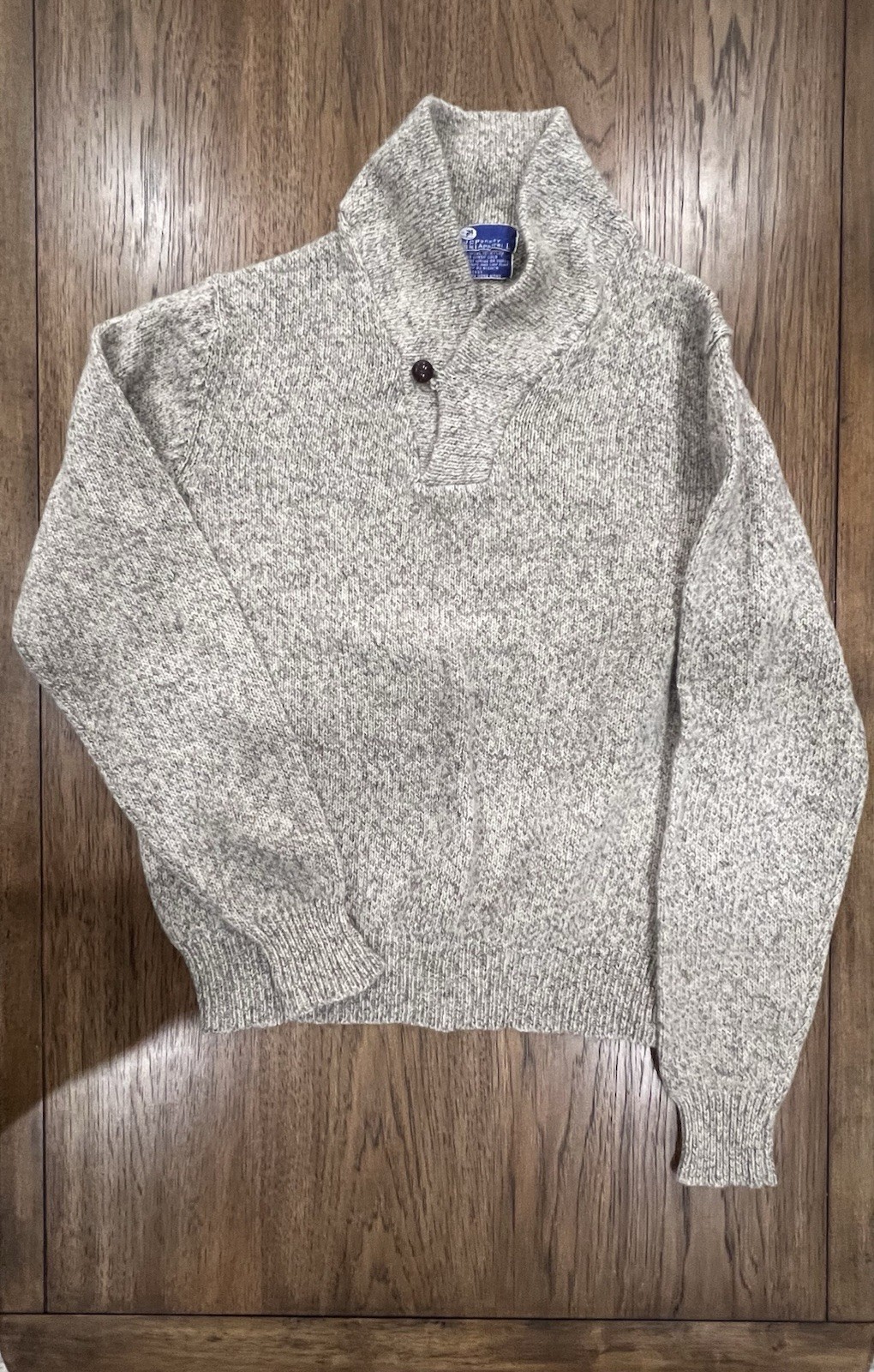 JCPenney Men’s Wool Blend Knit High Neck Button Pullover Sweater Beige L