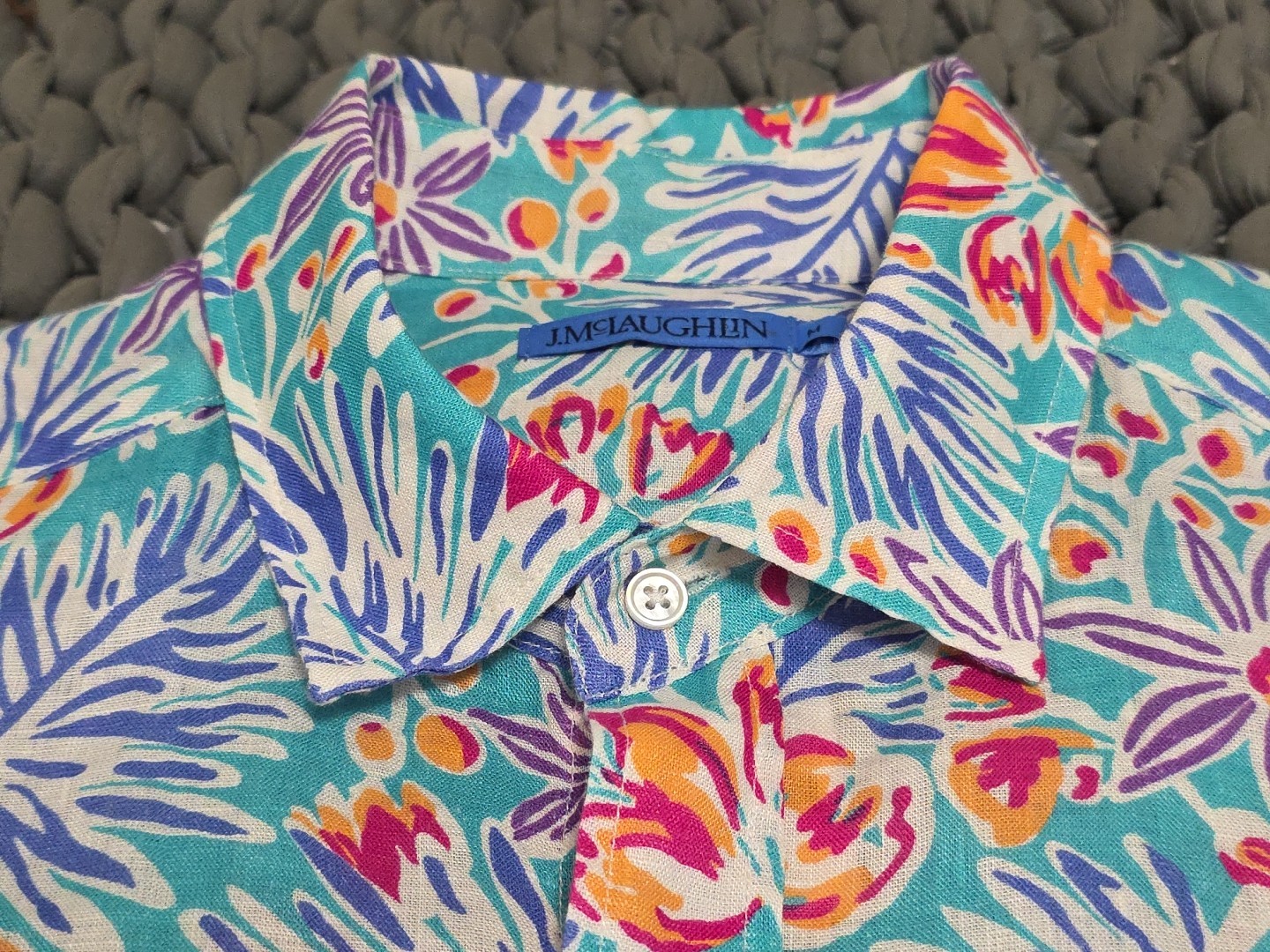 NEW J. McLaughlin Island Bouquet Gramercy Lightweight Button-up Linen Shirt SZ M