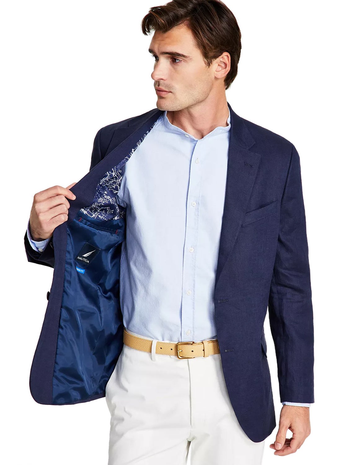 Nautica Mens Modern Fit Linen & Cotton Sport Coat 40 Regular Navy – NWT $295