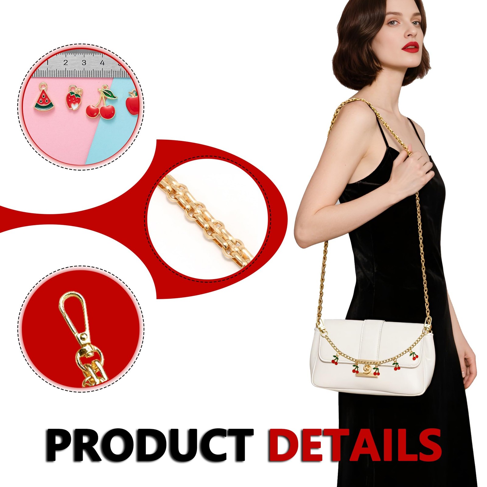 1-3PCS Bags Chain Metal Handbag Straps Replacement Extension Tote Shoulder Ba…