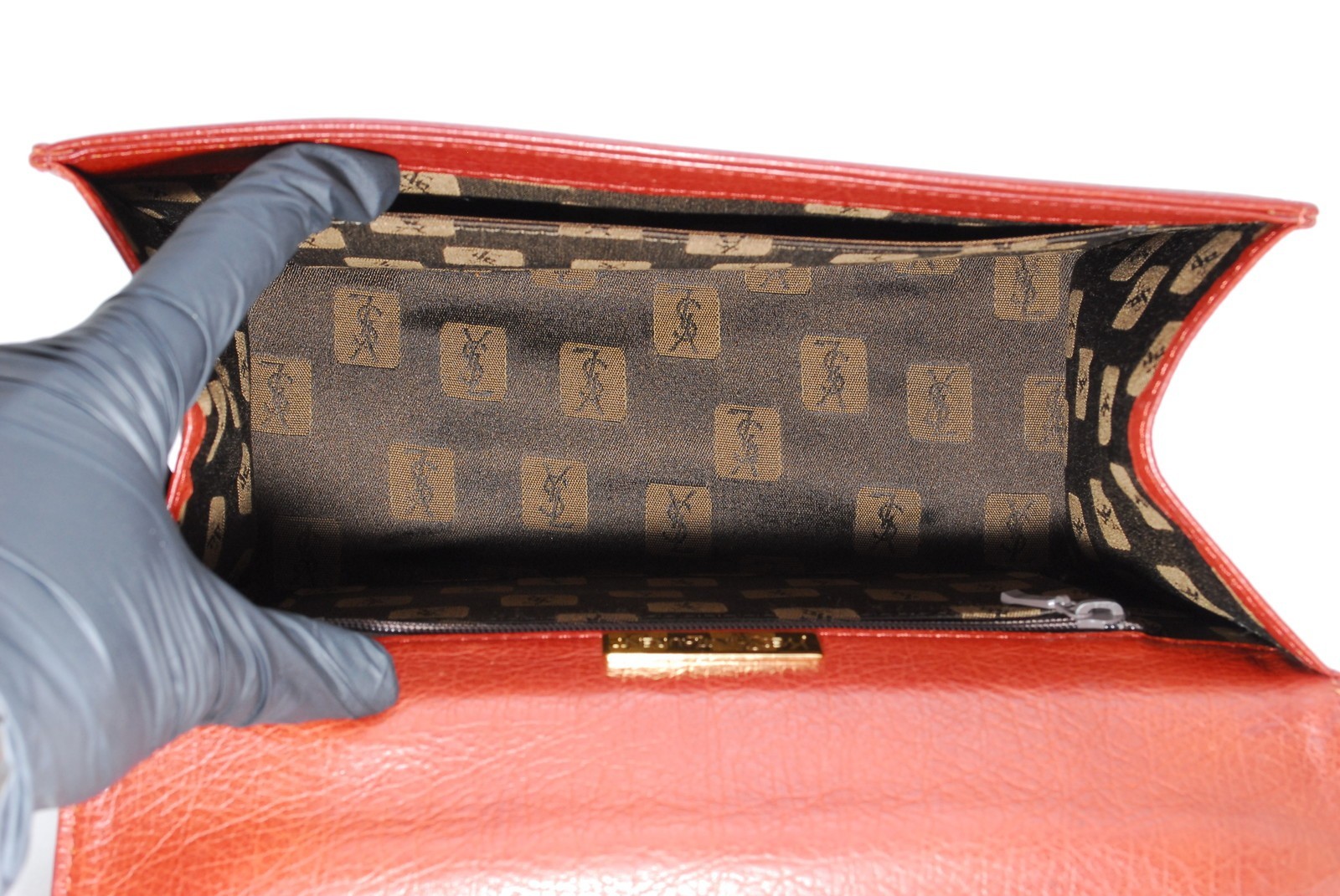 Yves Saint Laurent Hand Tote Stitch Bag Leather Brown Vintage YSL Auth #1196