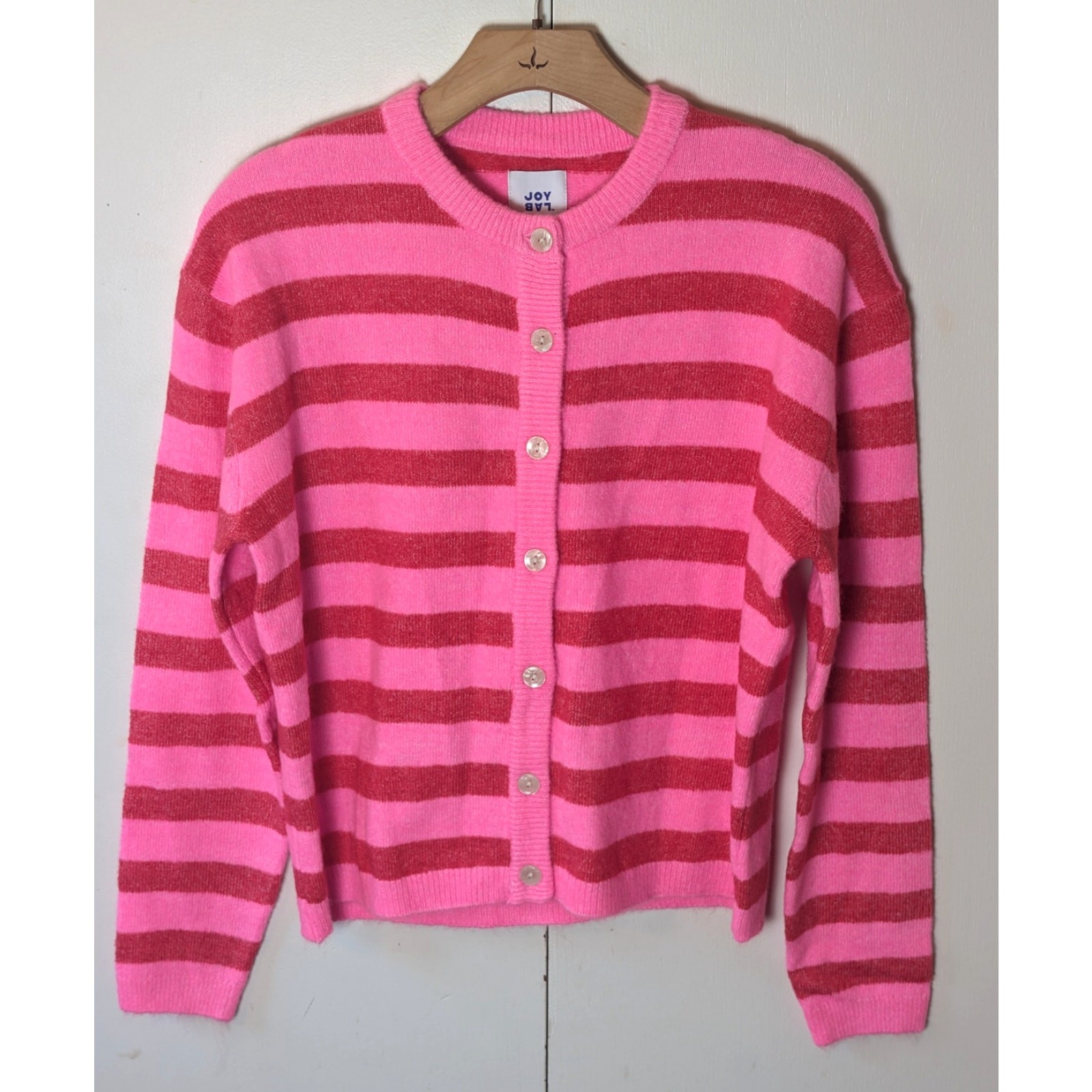 Joylab Bright Pink Striped Button Up Cardigan XS