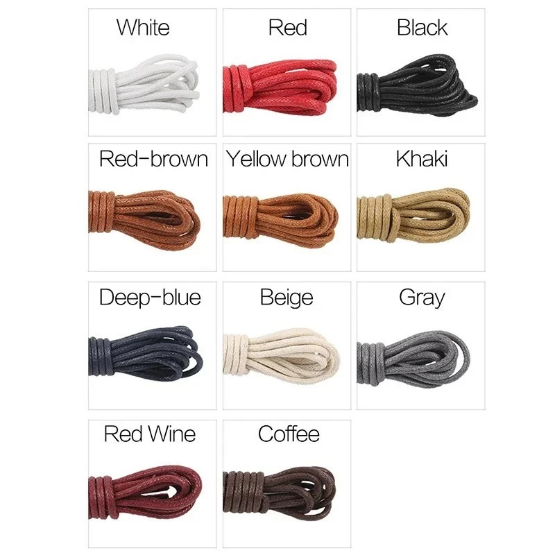 Waxed Cotton Round Shoelaces 2.5mm Dress Boot Shoe Laces Leather Shoes