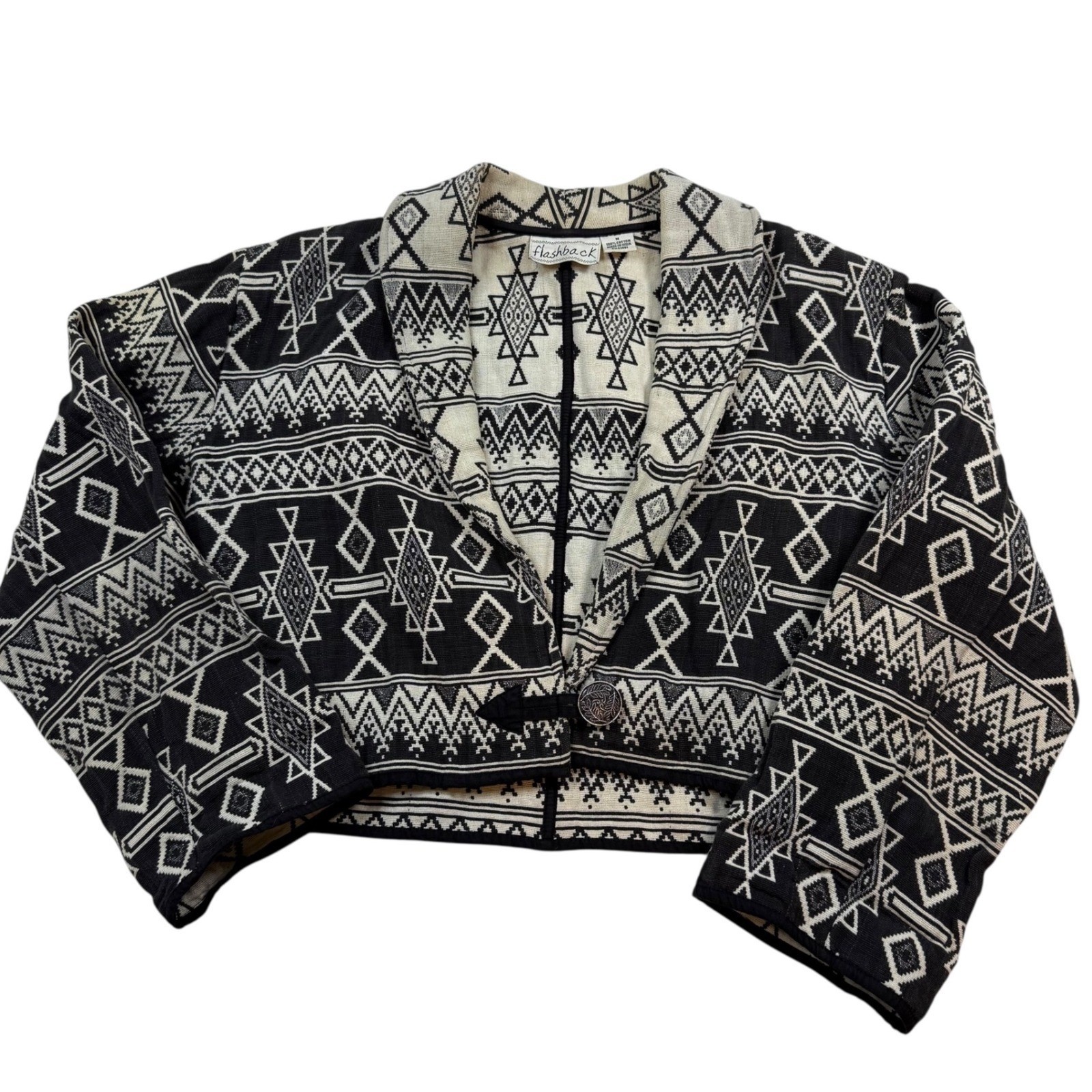 Flashback Southwestern Geometric Cropped Jacket Women M Multicolor